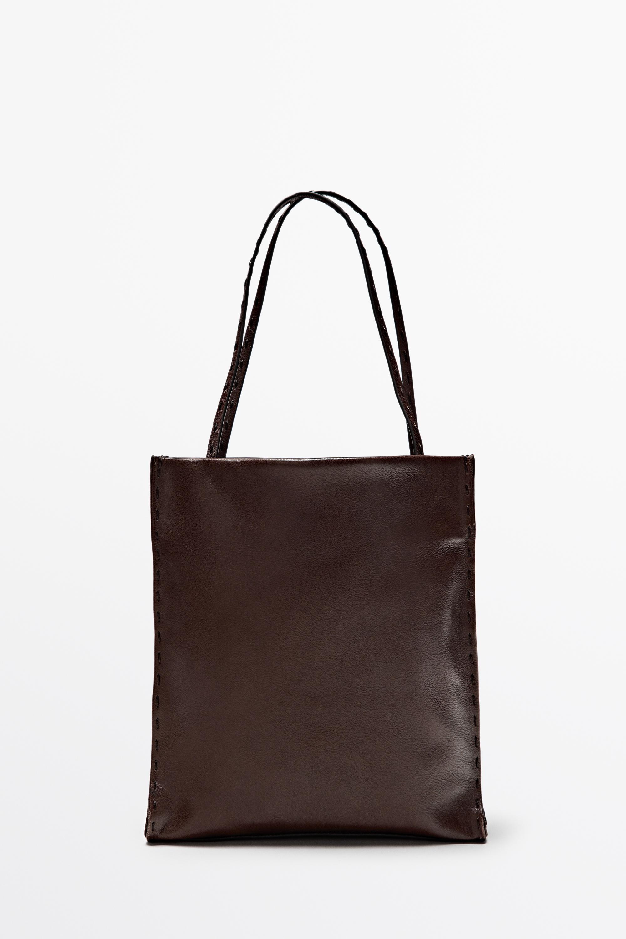 Nappa leather double compartment bag Brown