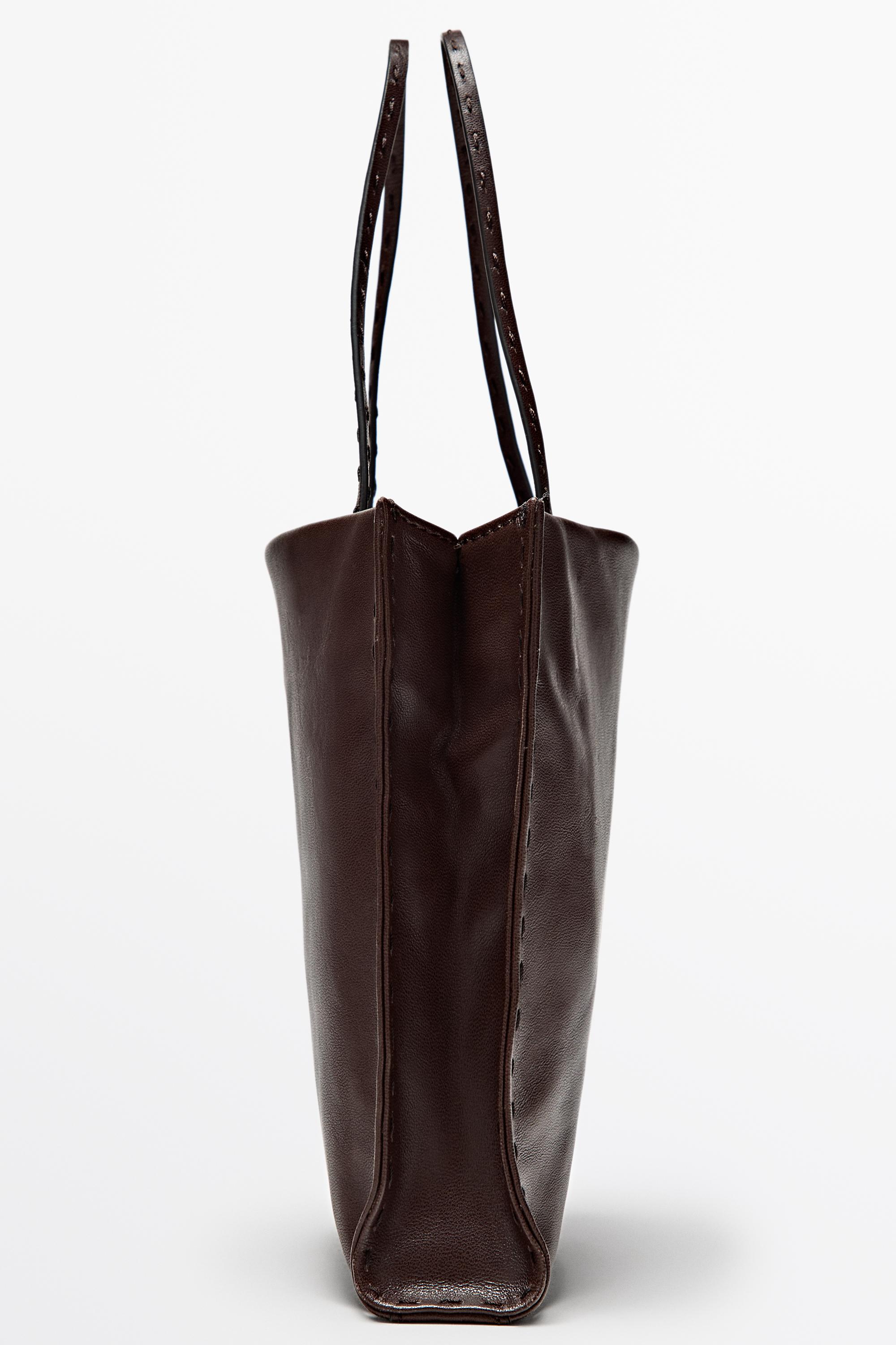 Nappa leather double compartment bag Brown