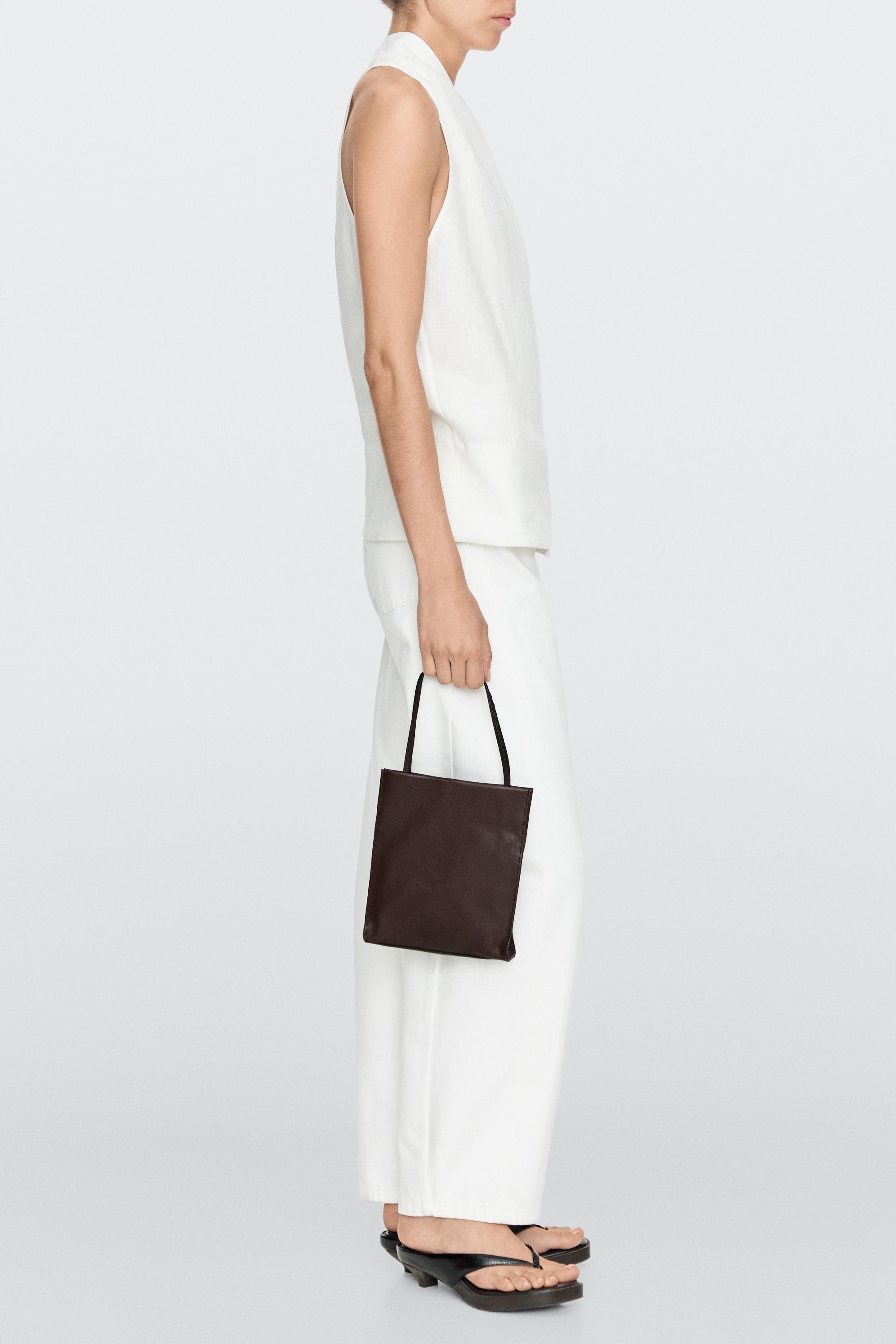Nappa leather double compartment bag Brown