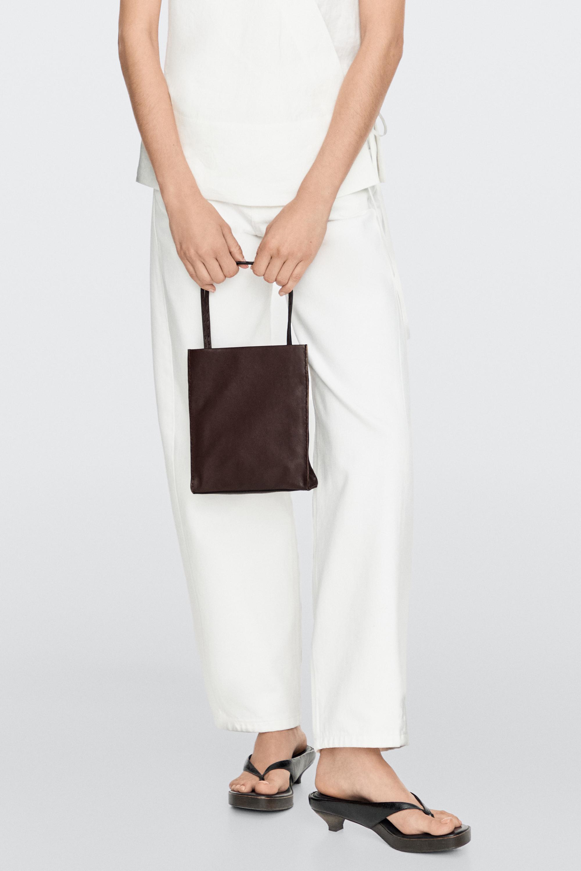 Nappa leather double compartment bag Brown