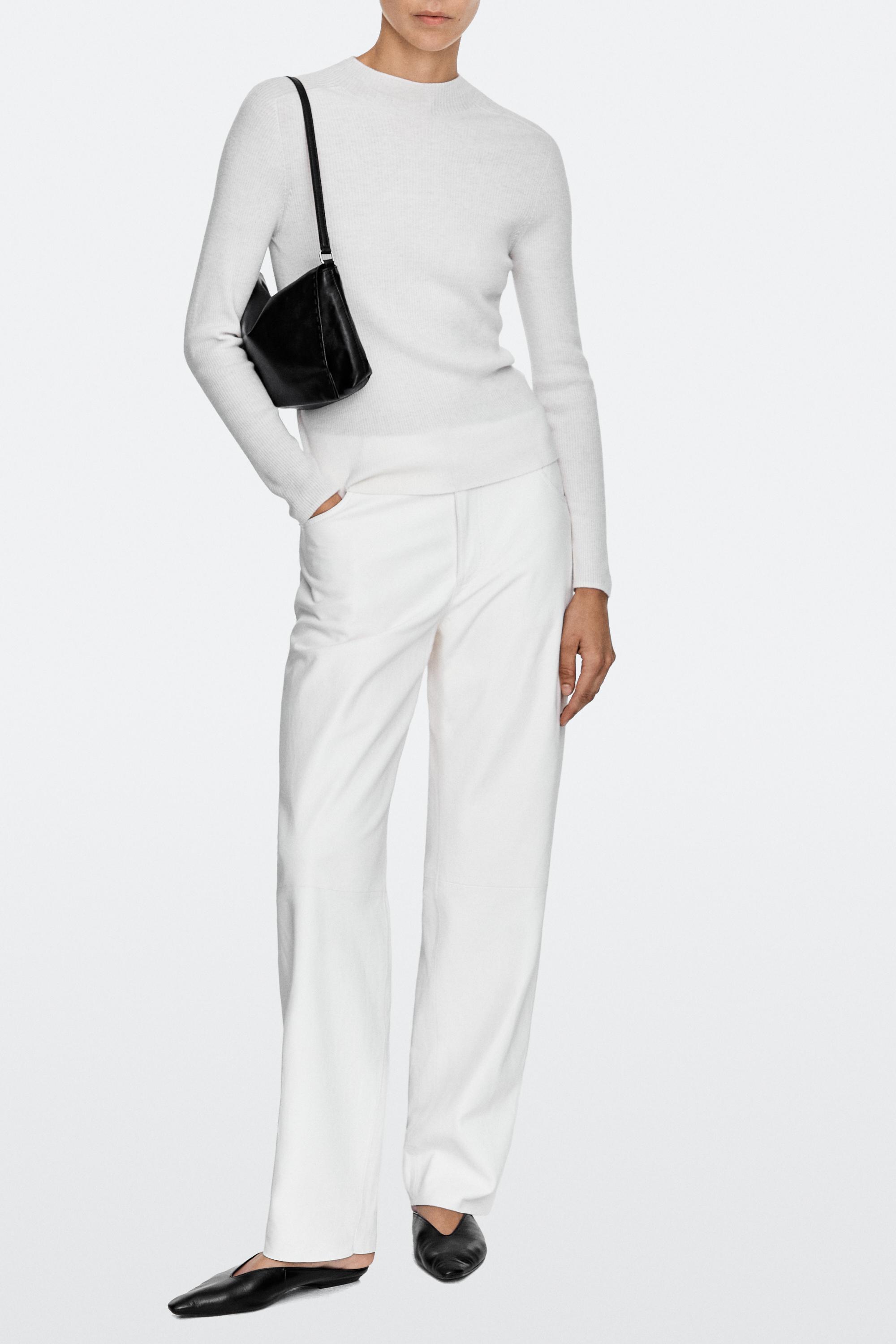 Nappa leather crossbody bag with topstitching Black