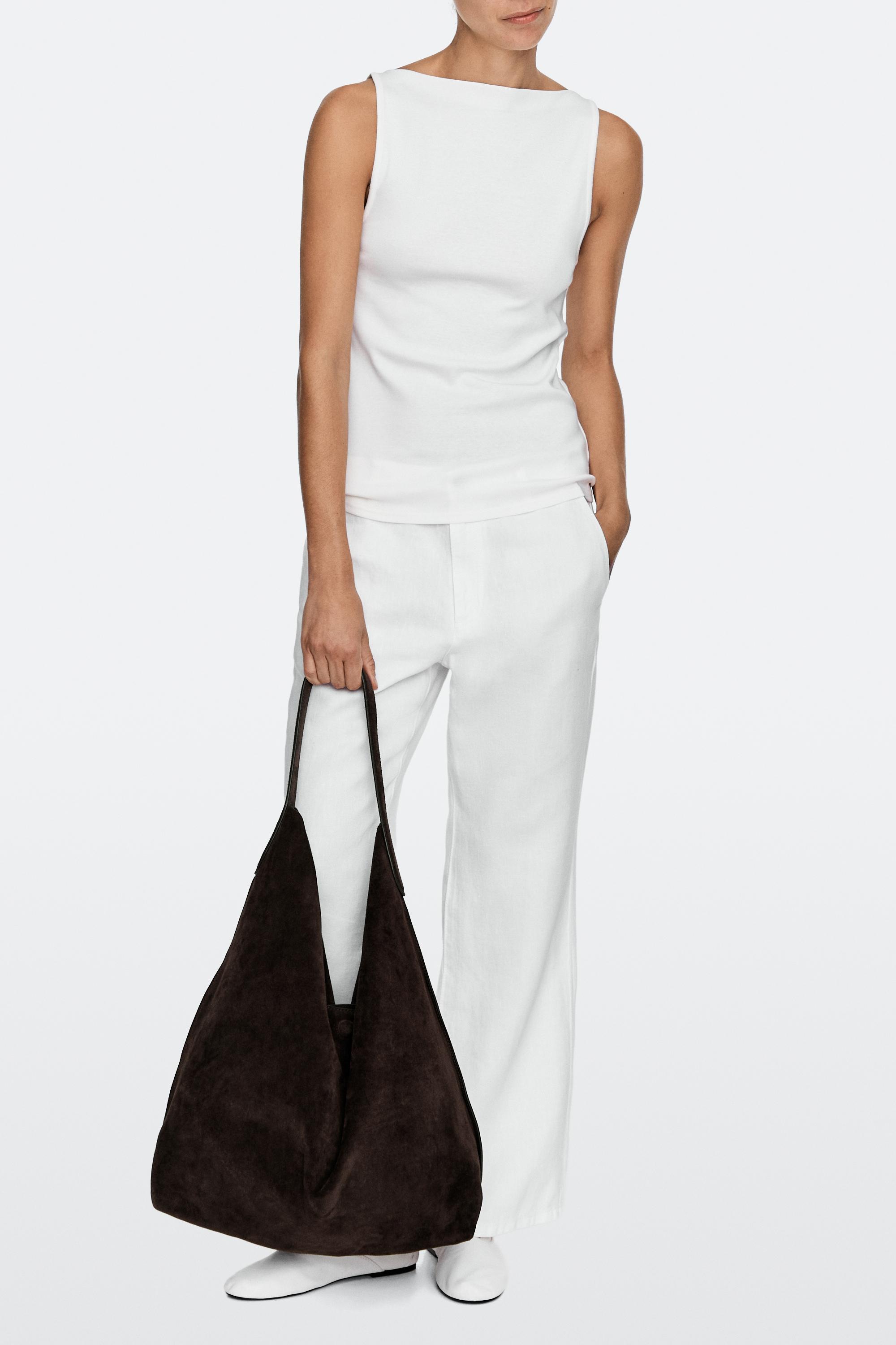 Maxi split suede leather shoulder bag Chocolate