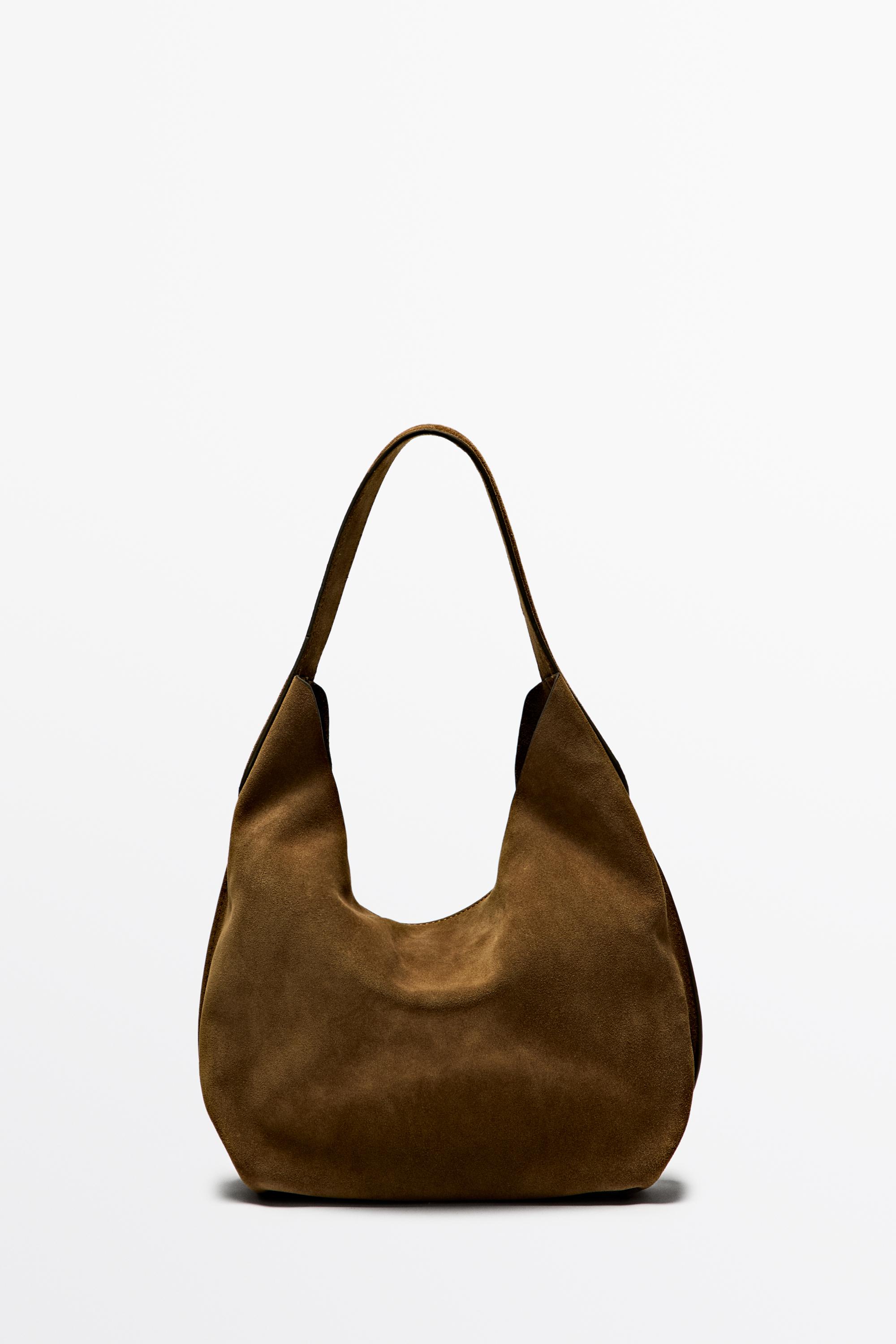 Split suede leather mini bag Khaki Green