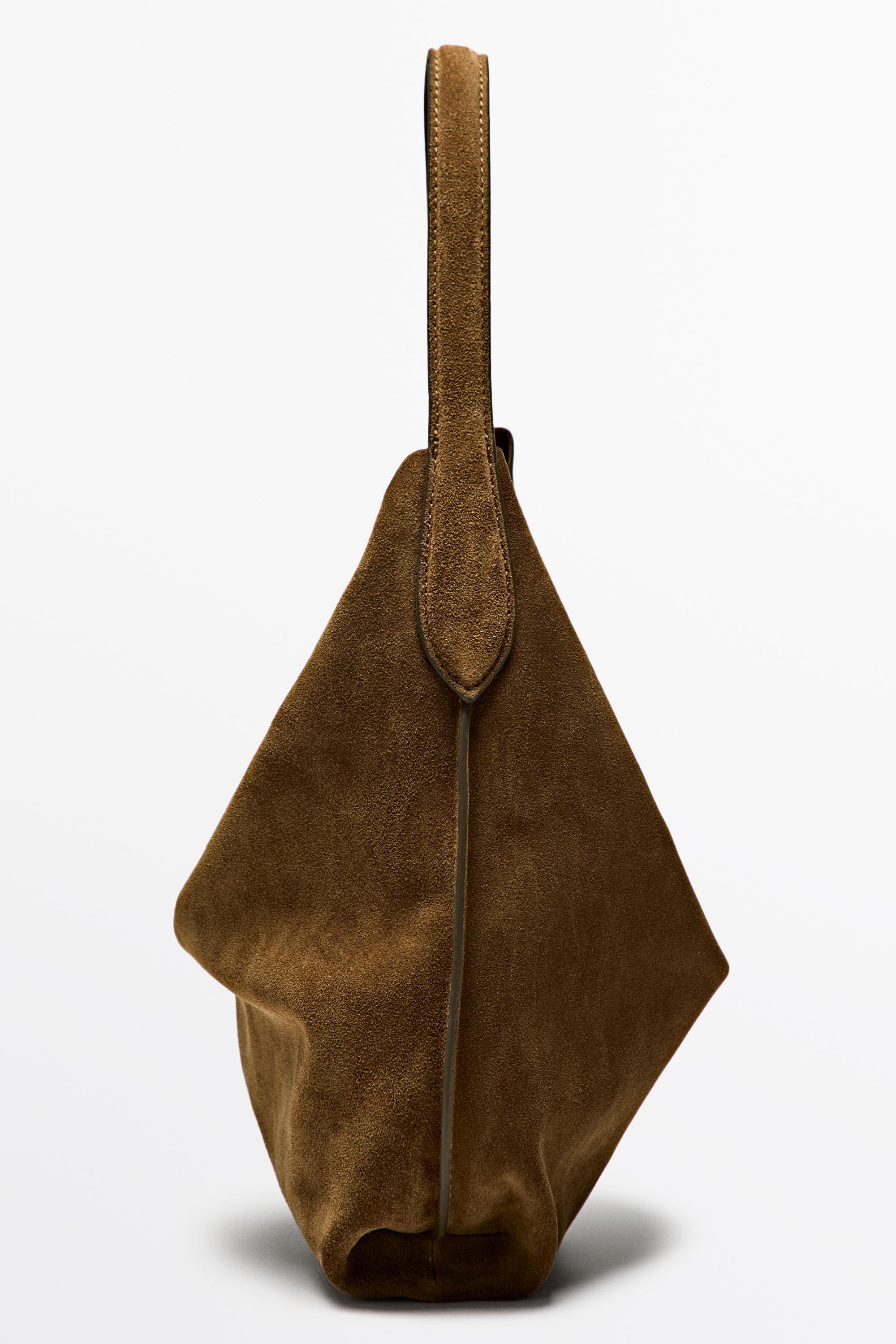 Split suede leather mini bag Khaki Green