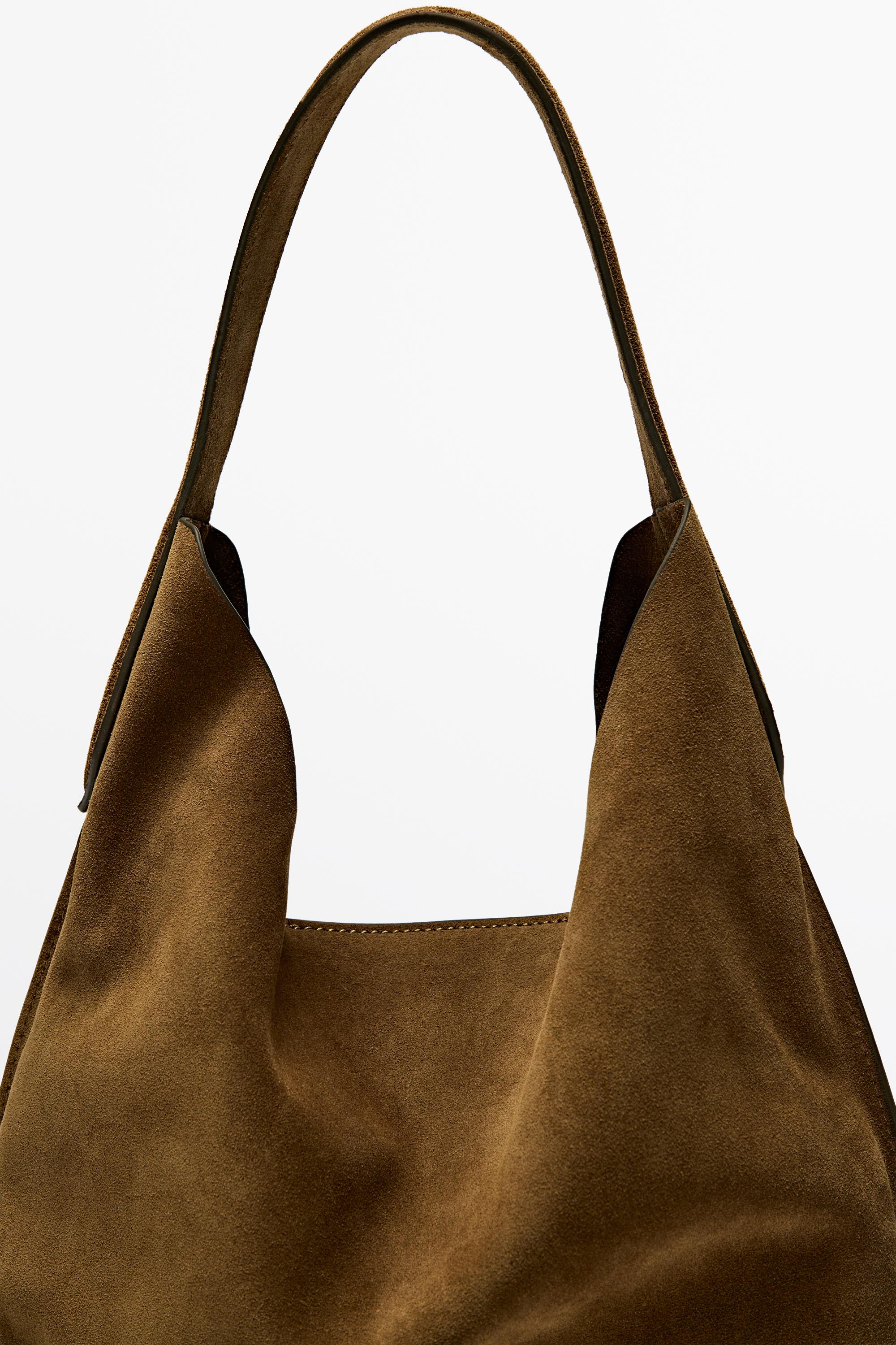 Split suede leather mini bag Khaki Green