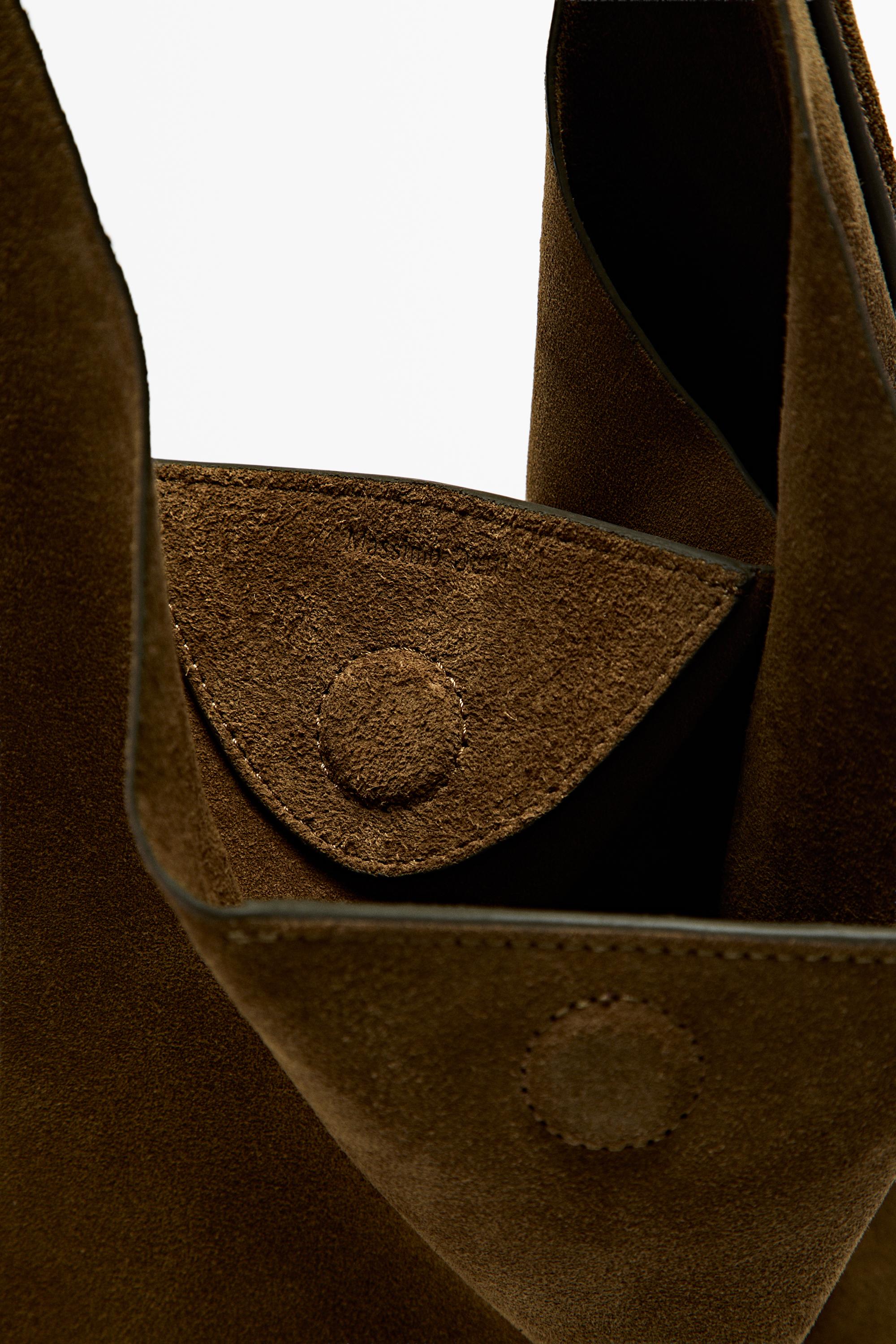 Split suede leather mini bag Khaki Green
