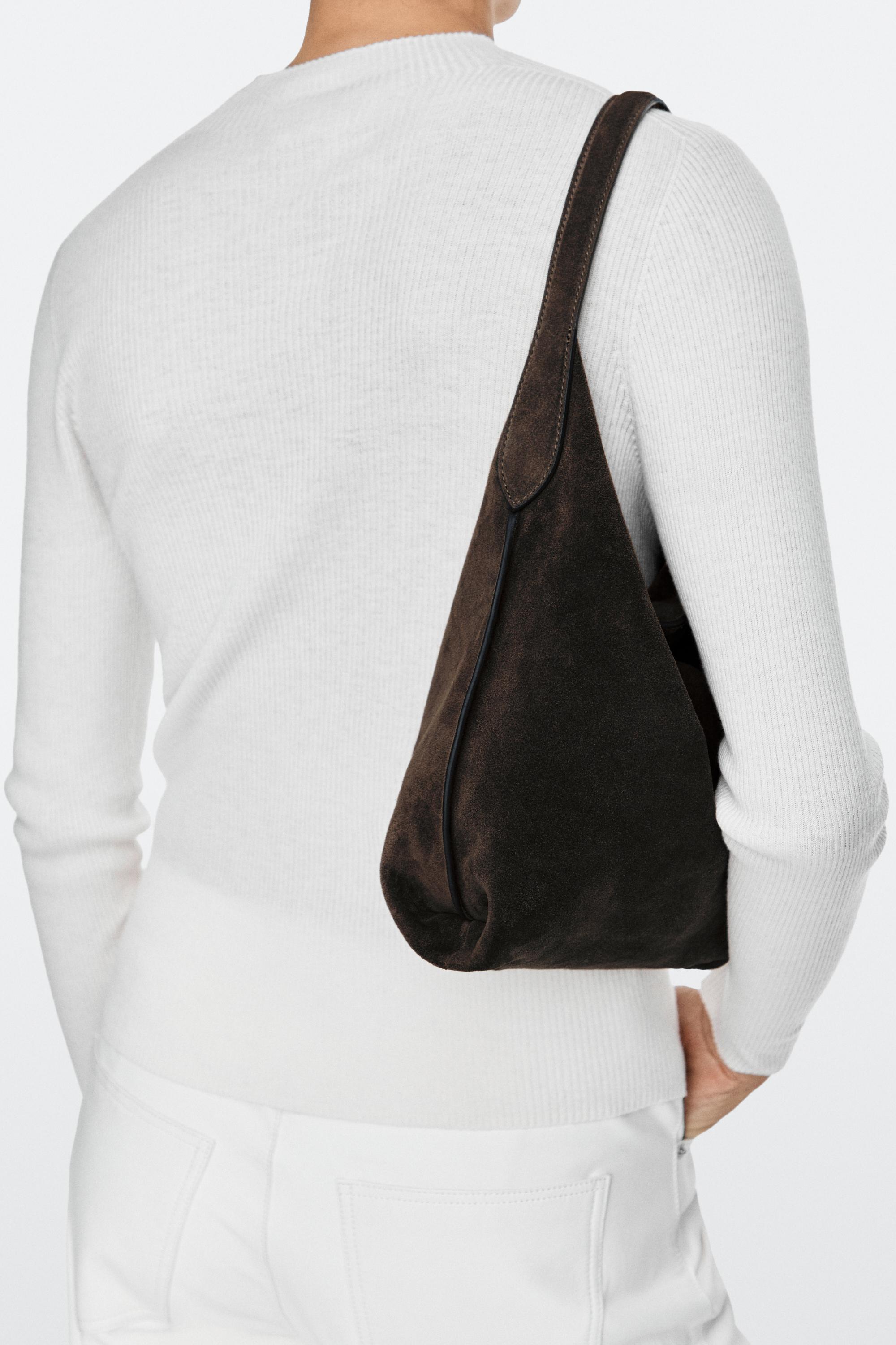 Split suede leather mini bag Chocolate