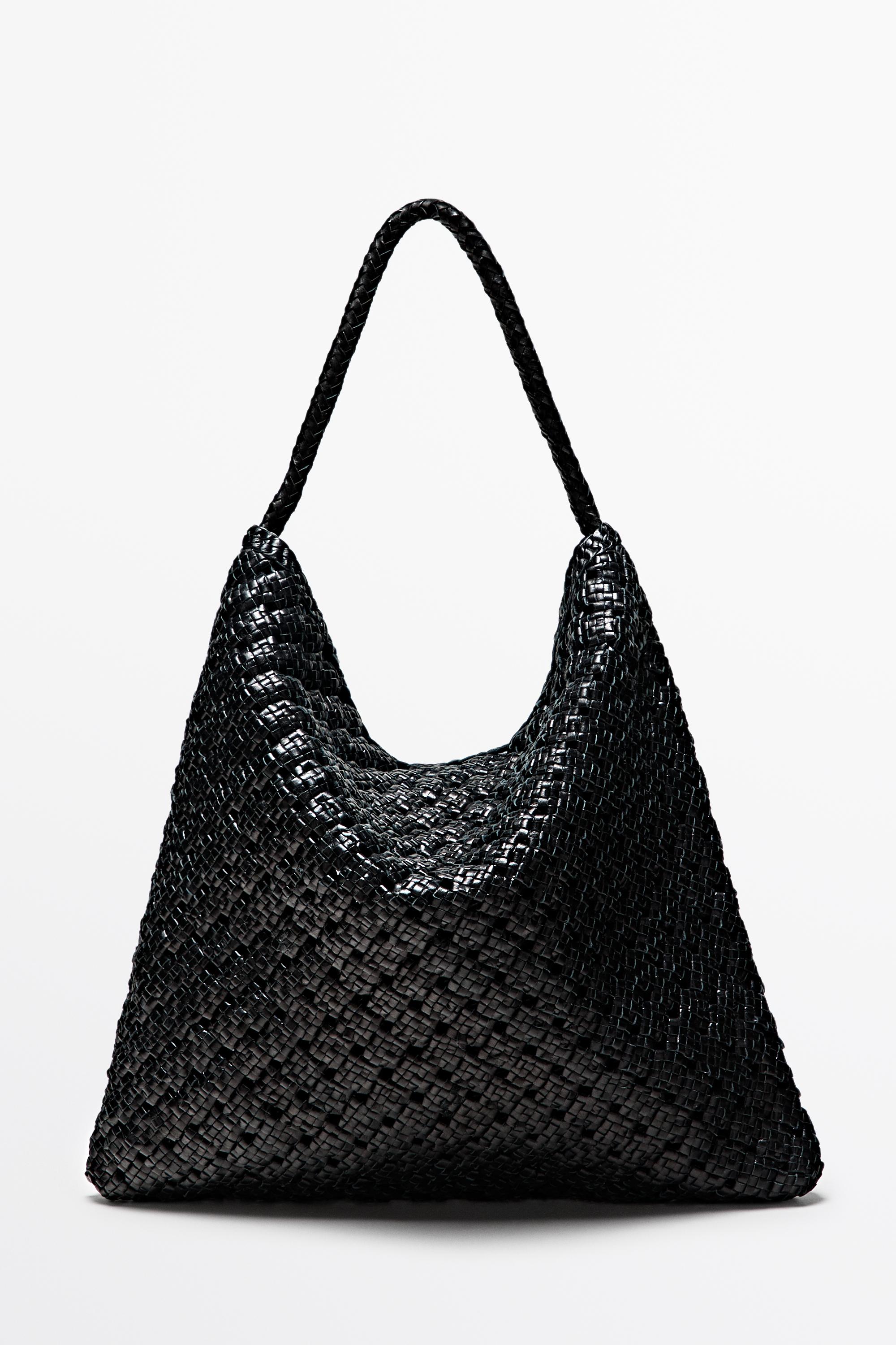Braided nappa leather bag Black