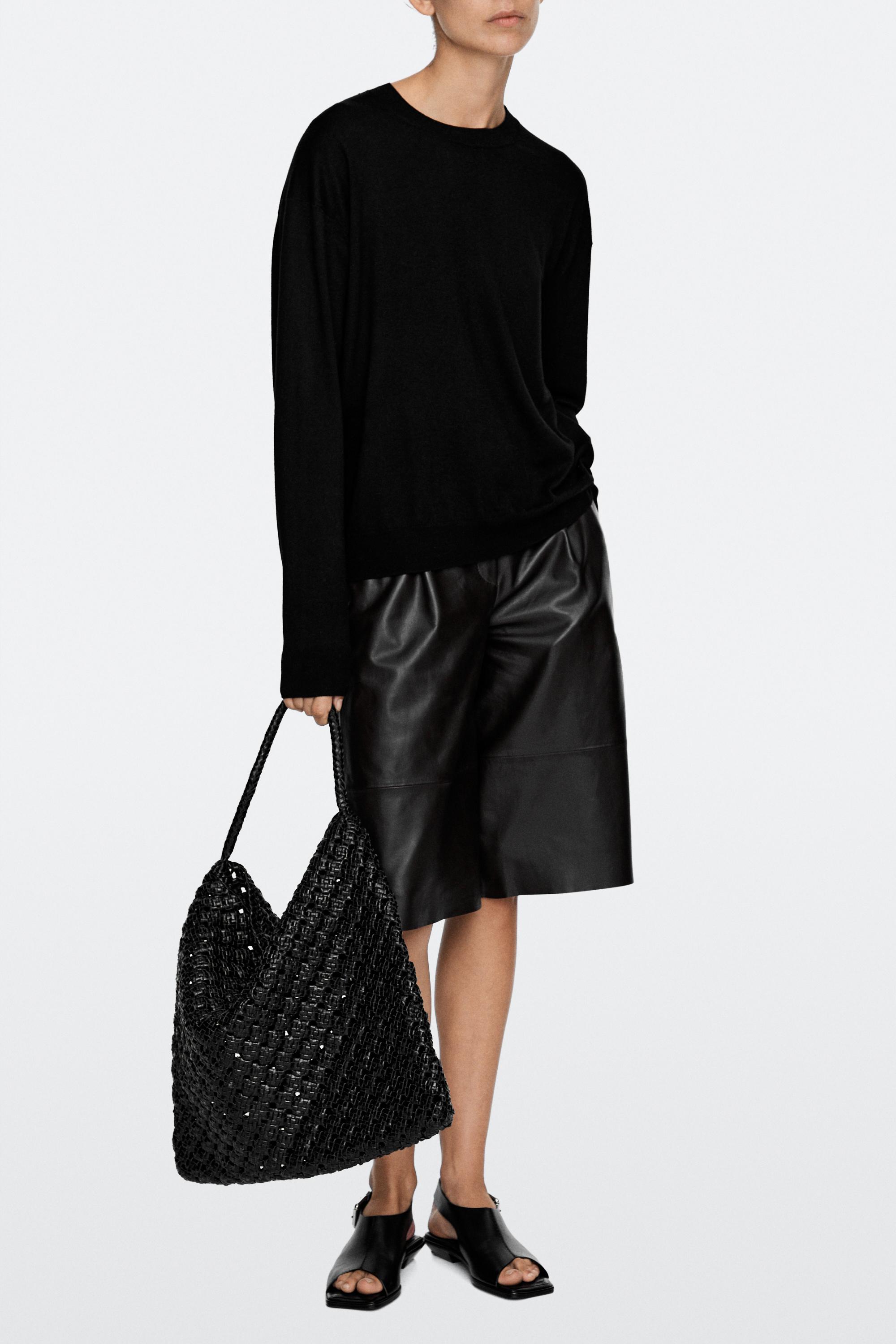 Braided nappa leather bag Black