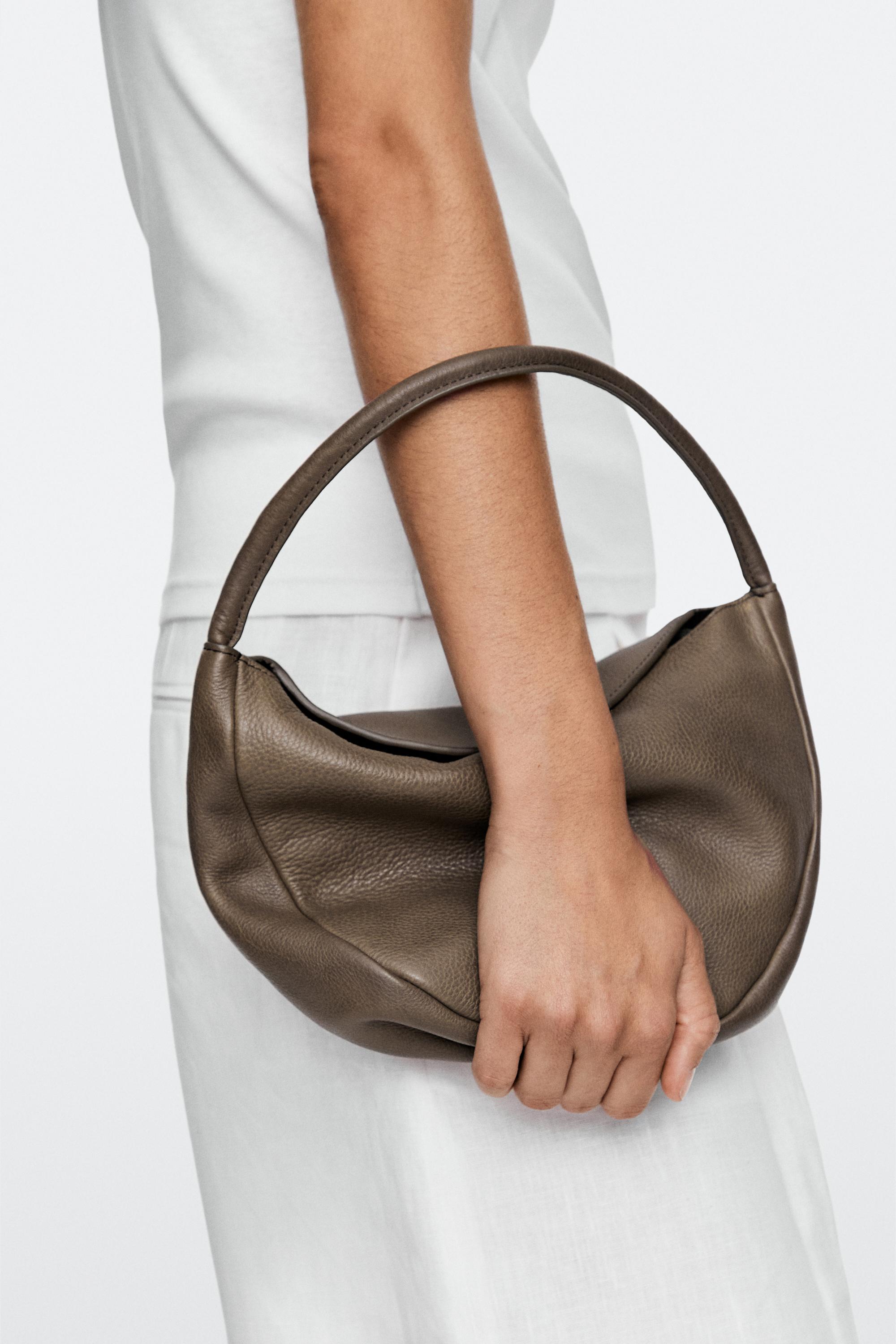 Nappa leather mini slouch bag Khaki