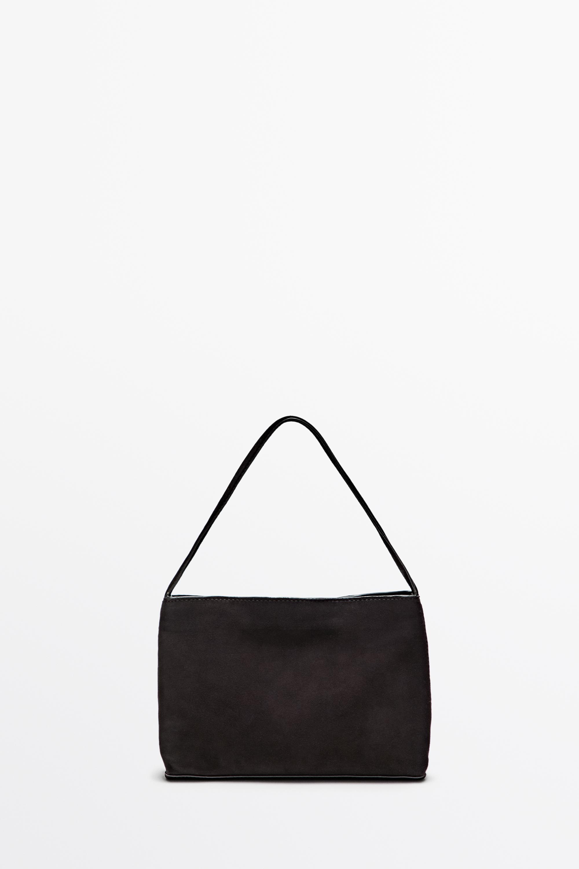 Small split suede leather shoulder bag Chocolate