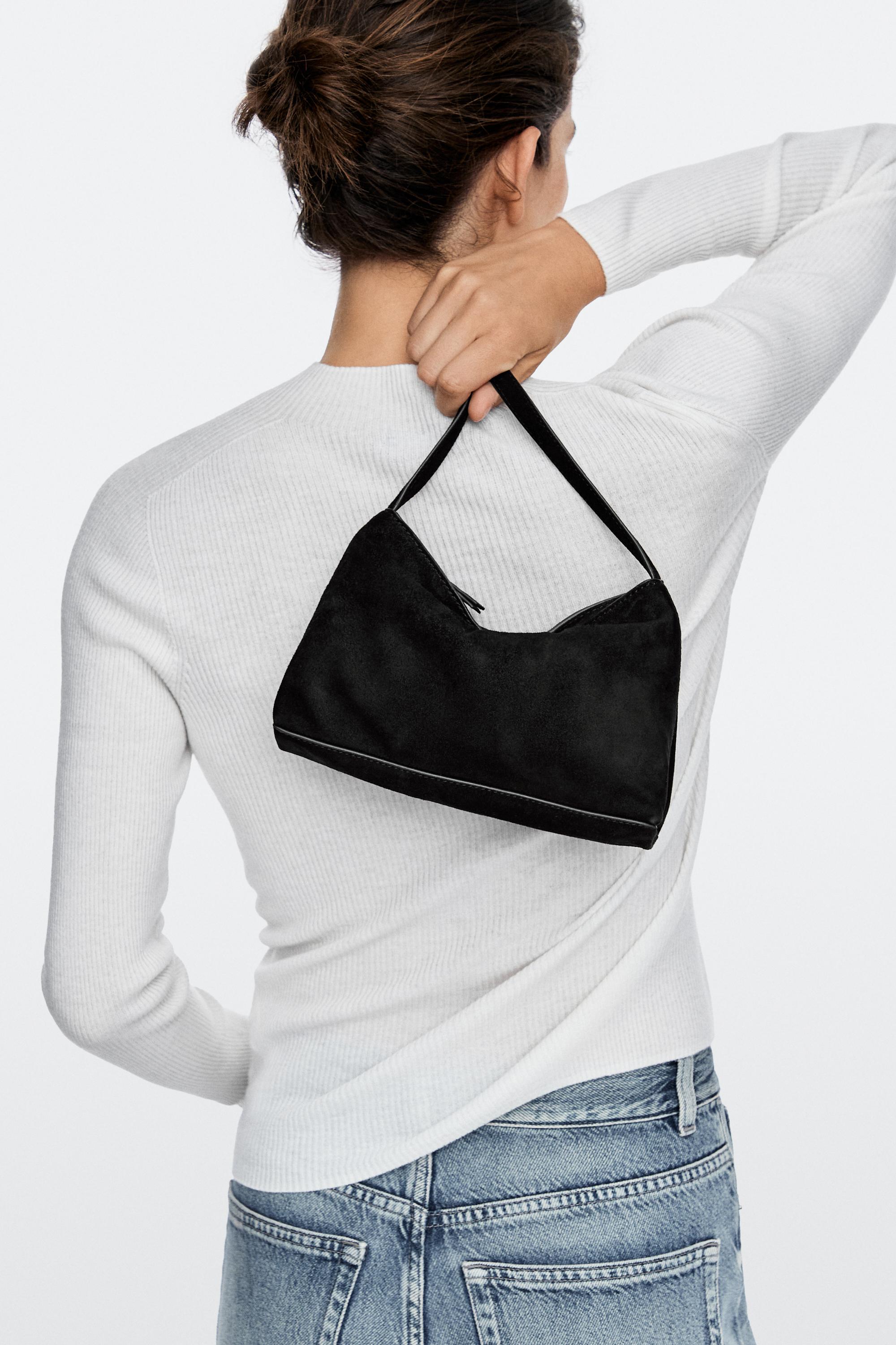 Small split suede leather shoulder bag Chocolate