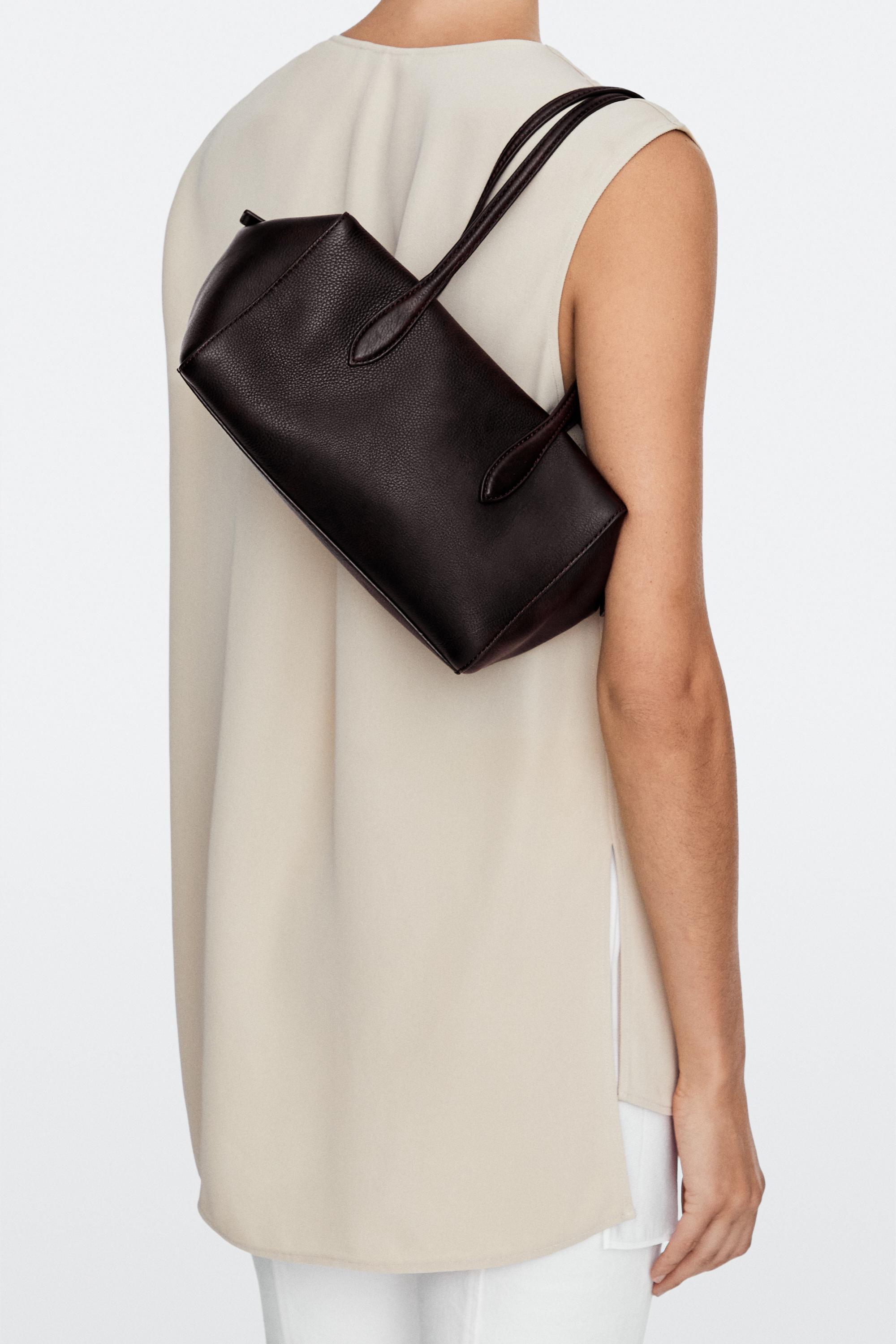 Nappa leather mini satchel Brown