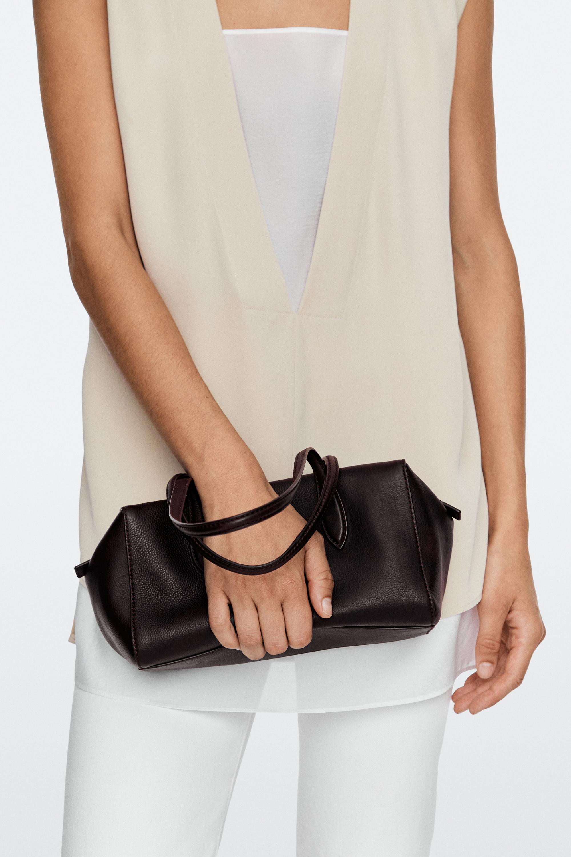 Nappa leather mini satchel Brown