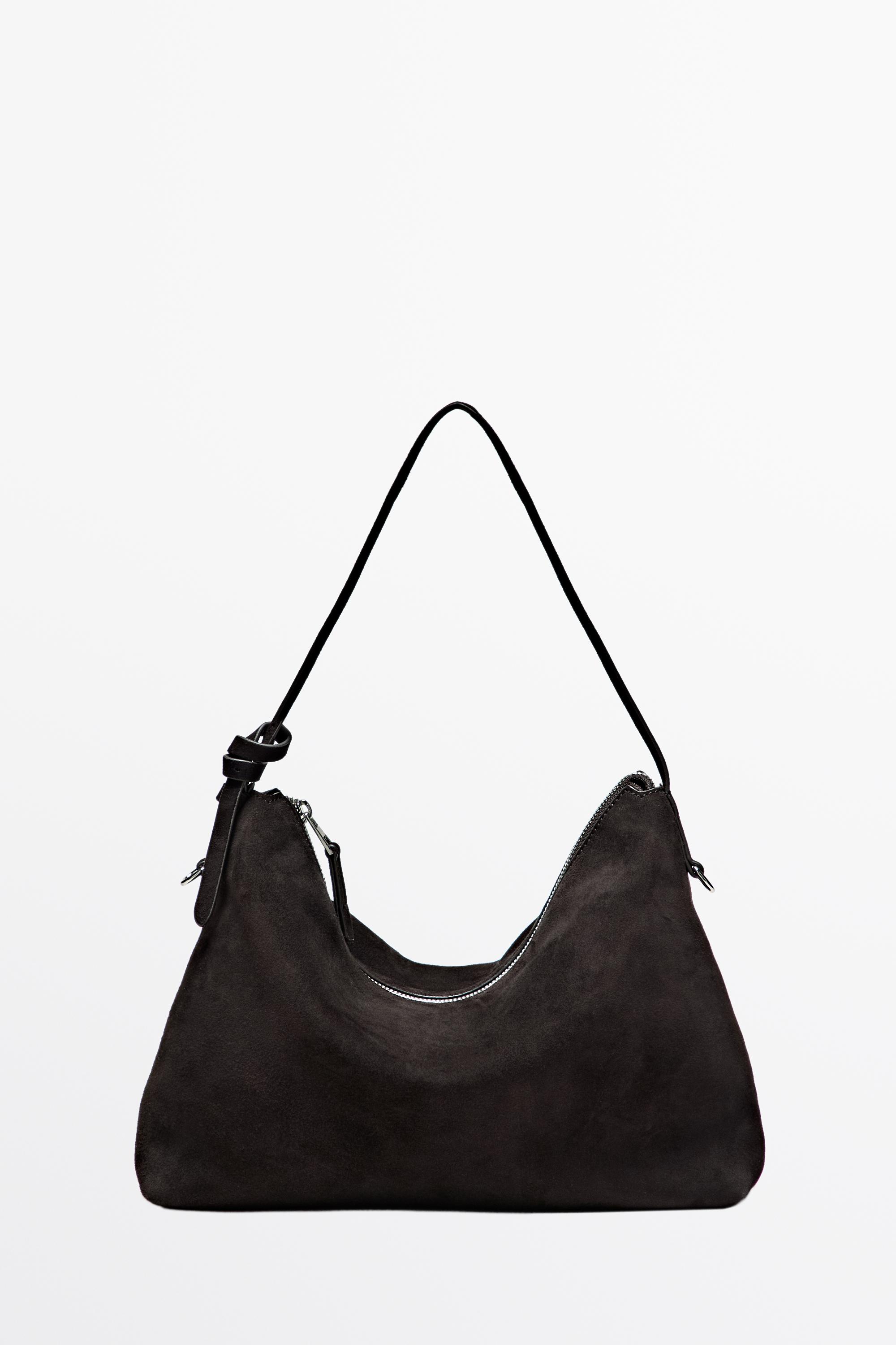 Medium split suede shoulder bag Chocolate