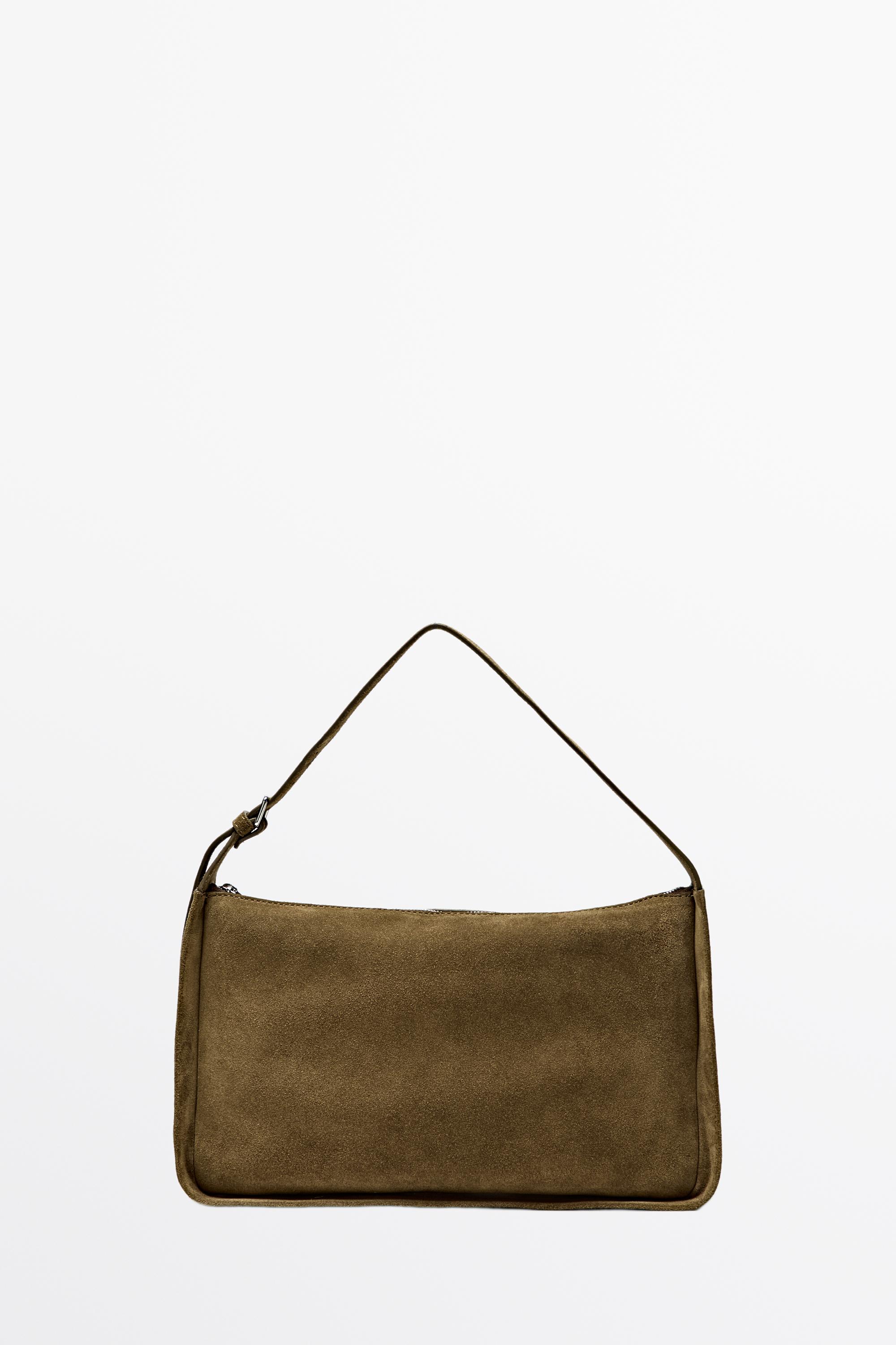 Split suede leather crossbody bag Khaki Green
