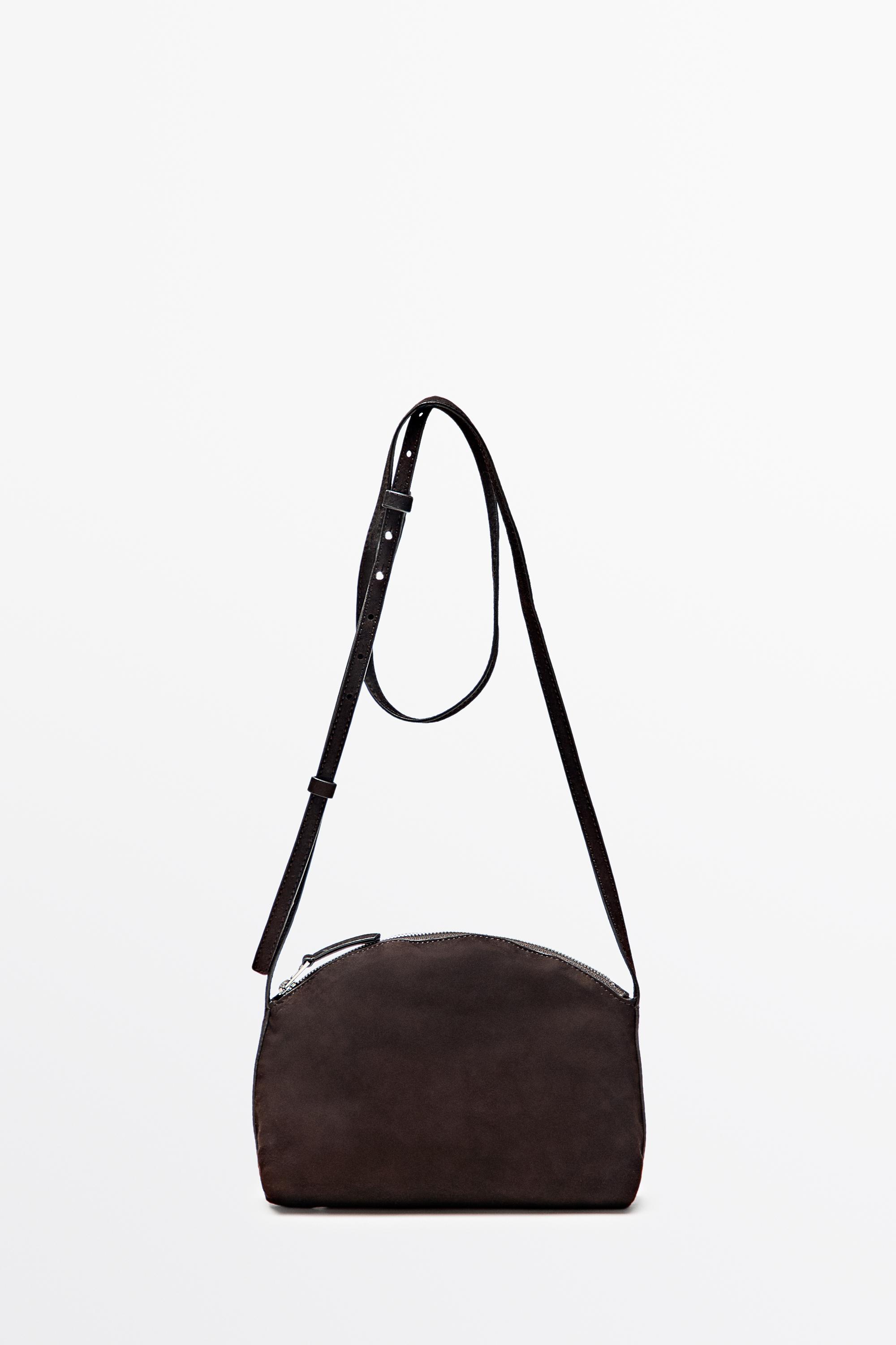 Split suede leather crossbody bag Chocolate