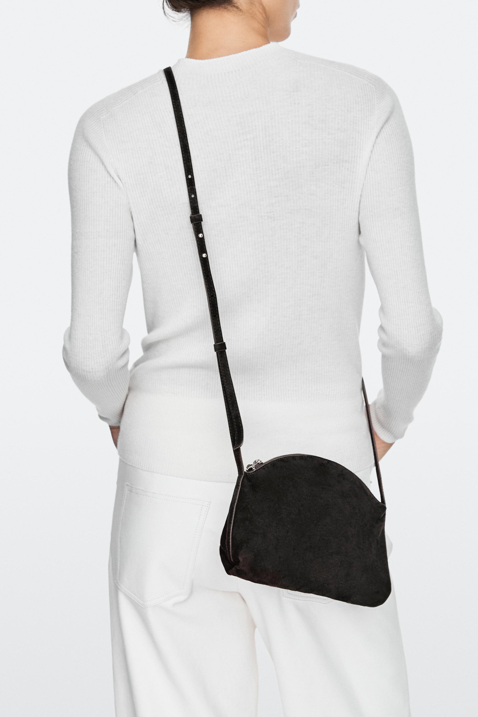 Split suede leather crossbody bag Chocolate
