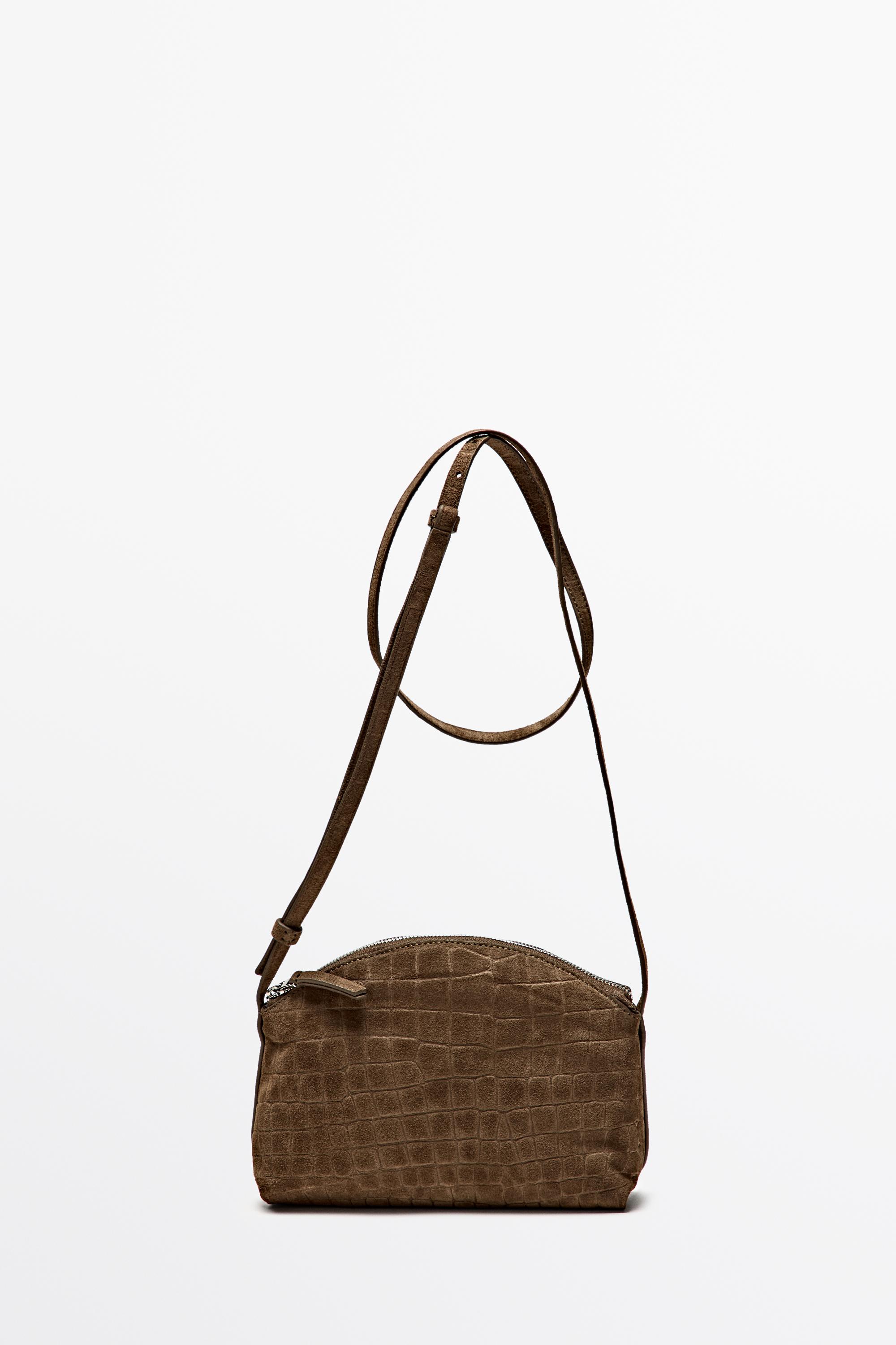 Split suede leather crossbody bag Khaki