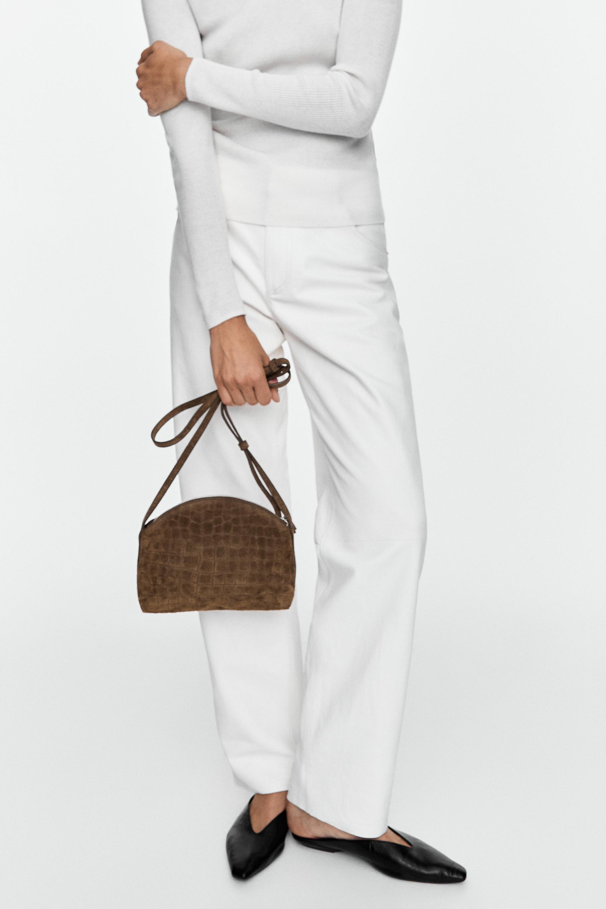 Split suede leather crossbody bag Khaki