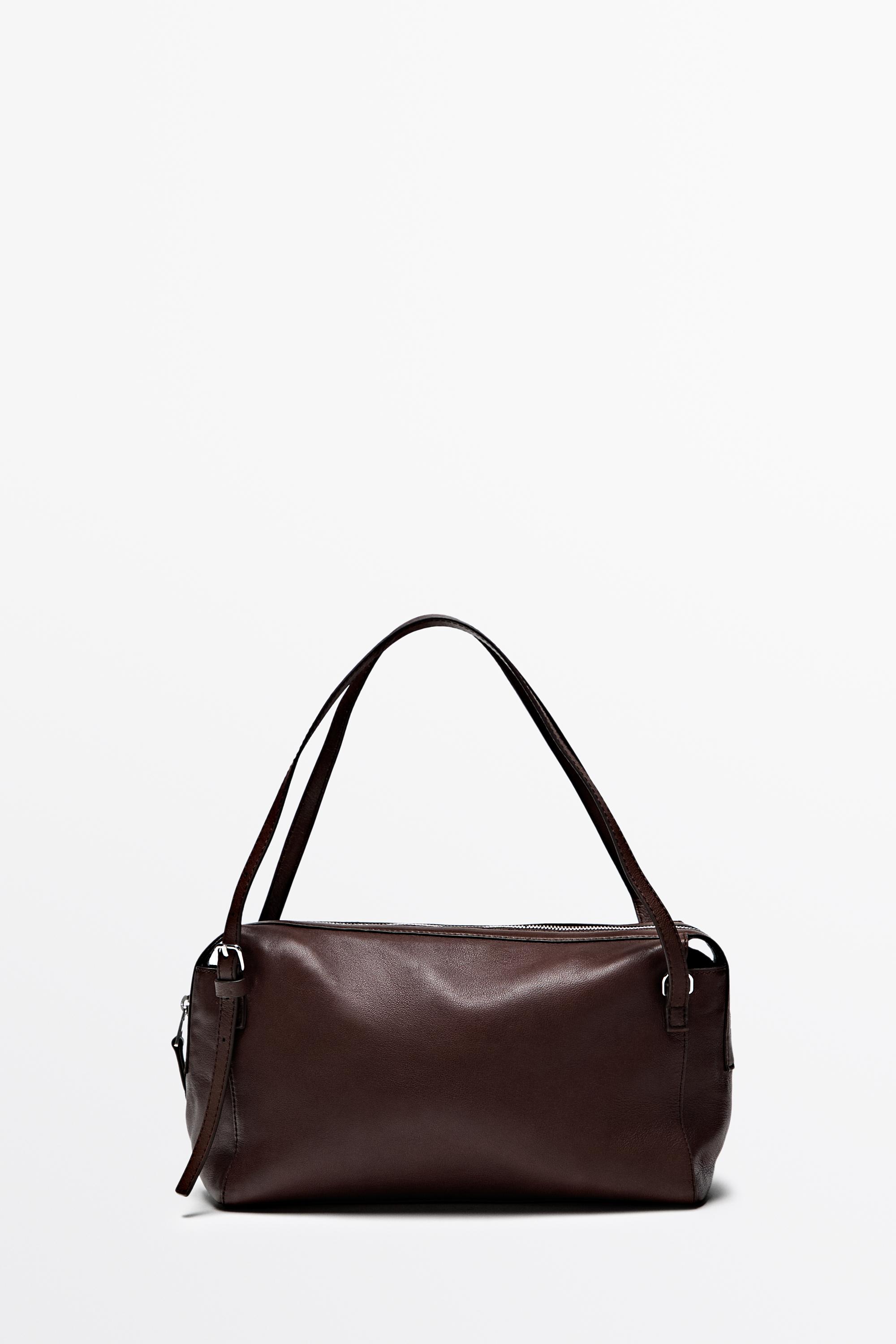 Medium nappa leather satchel bag Brown Marl
