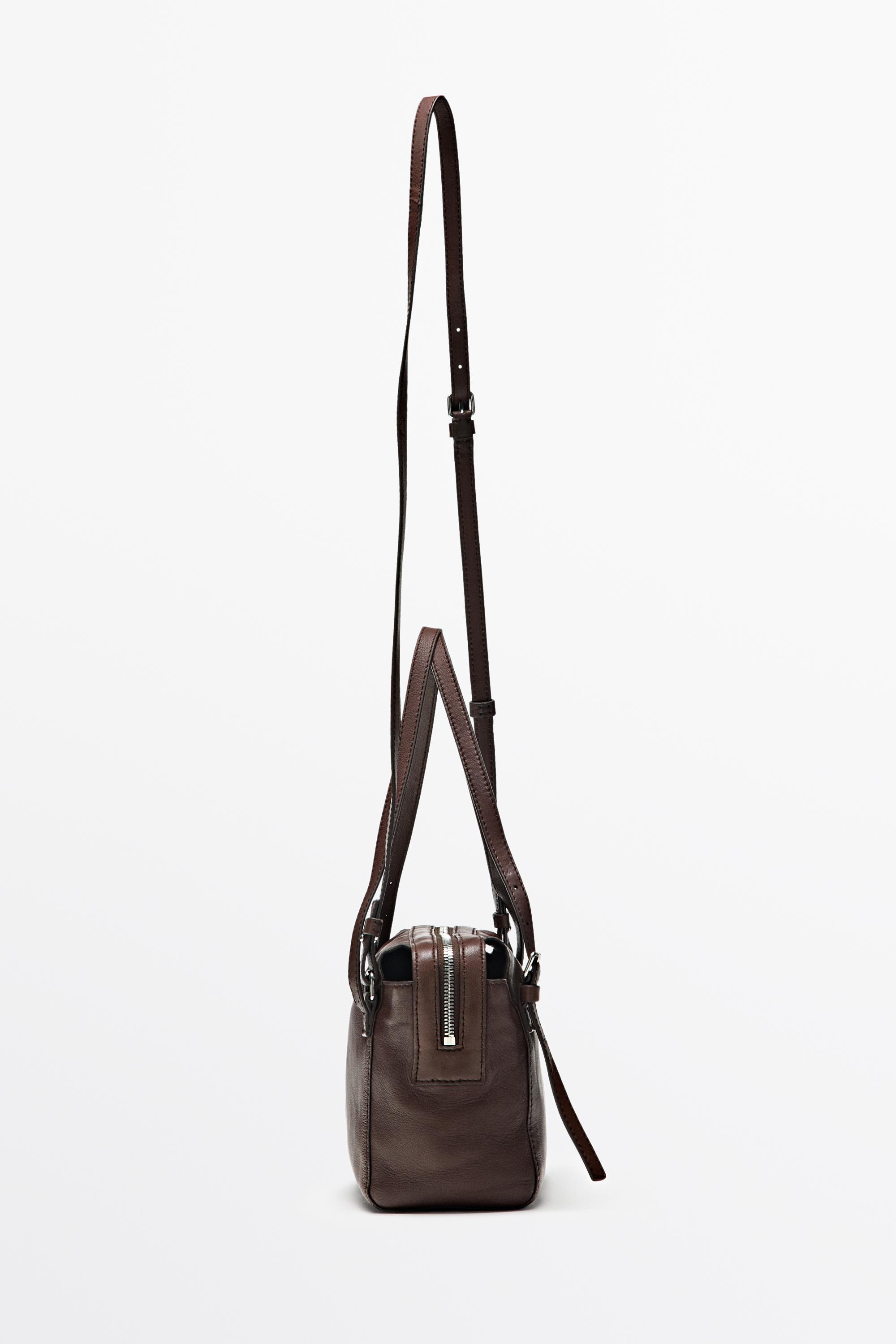 Medium nappa leather satchel bag Brown Marl