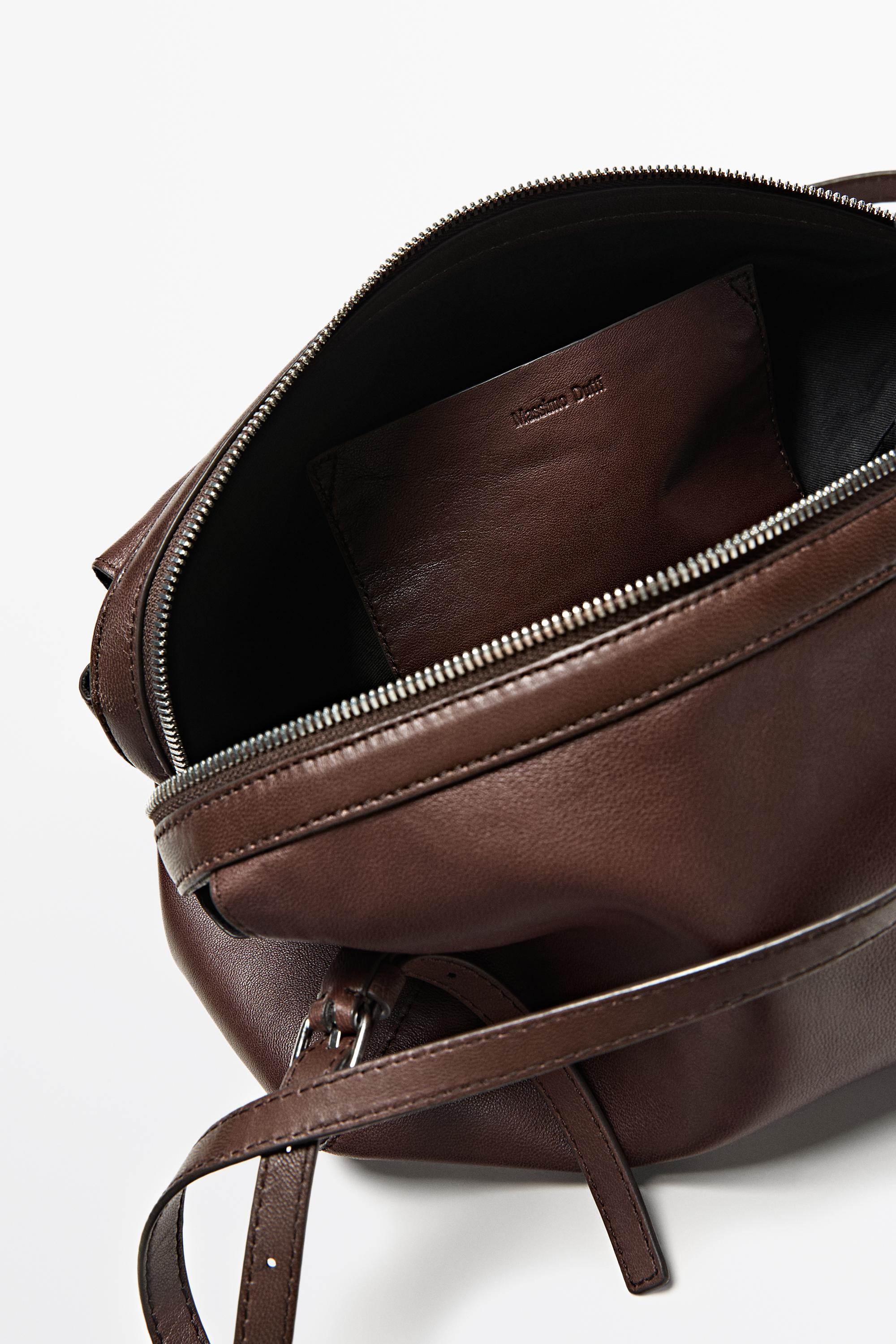 Medium nappa leather satchel bag Brown Marl