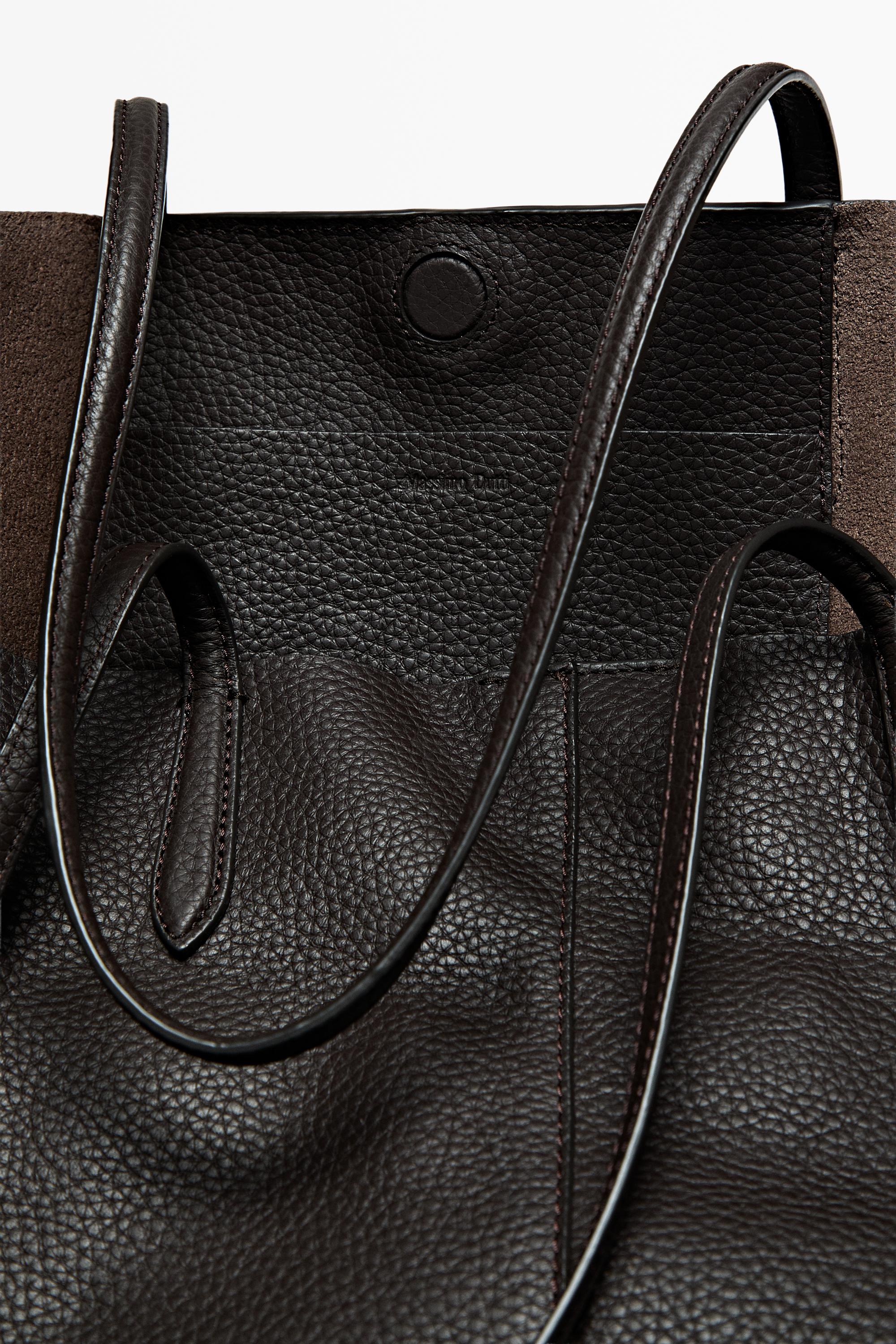 Large Nappa leather tote bag Brown