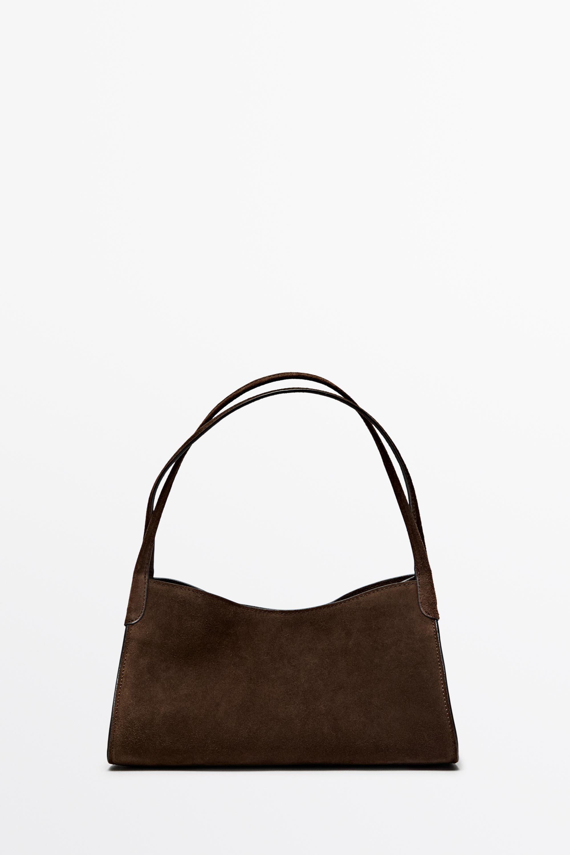 Split suede leather mini satchel bag Mink
