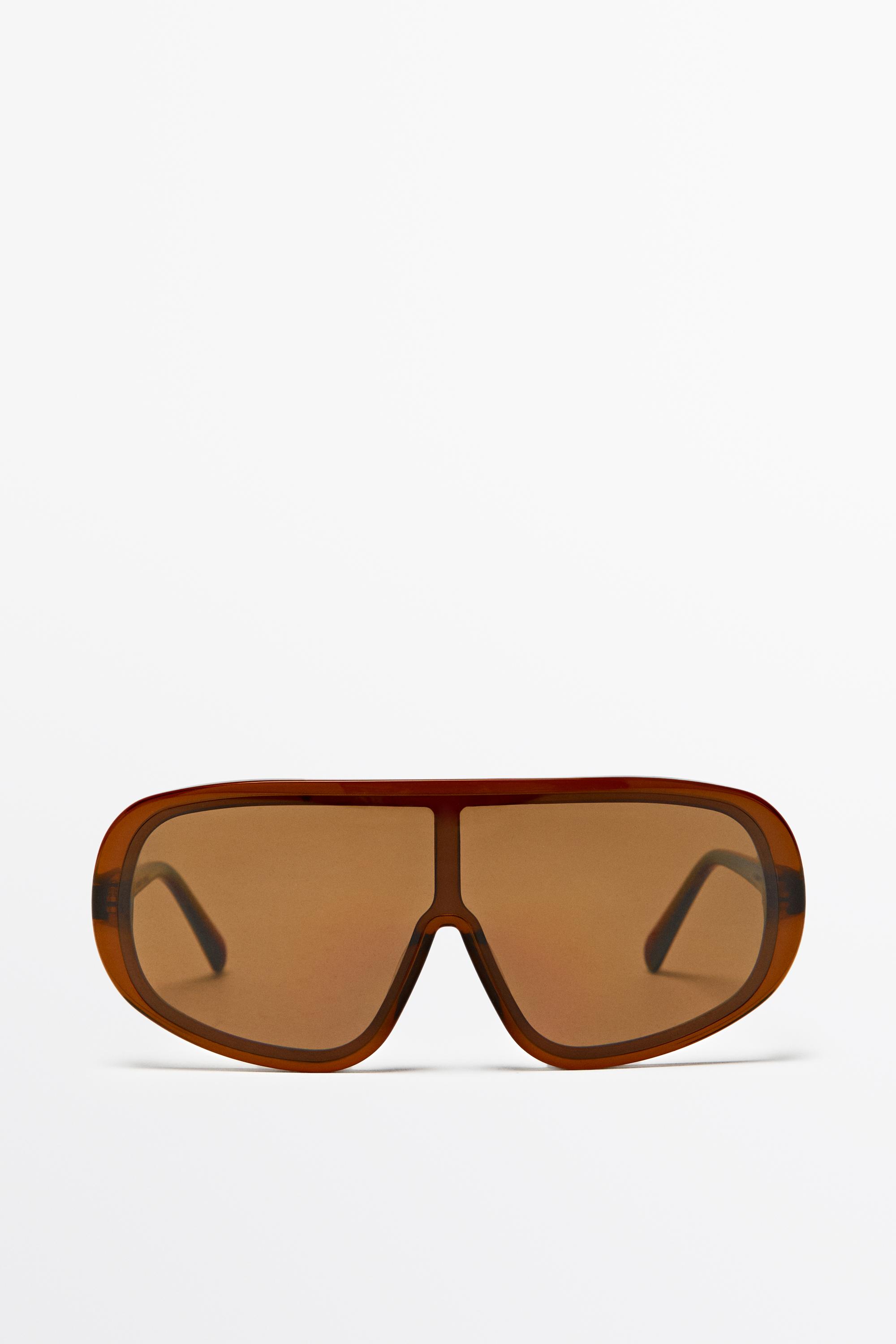 Oversized wrap sunglasses Caramel