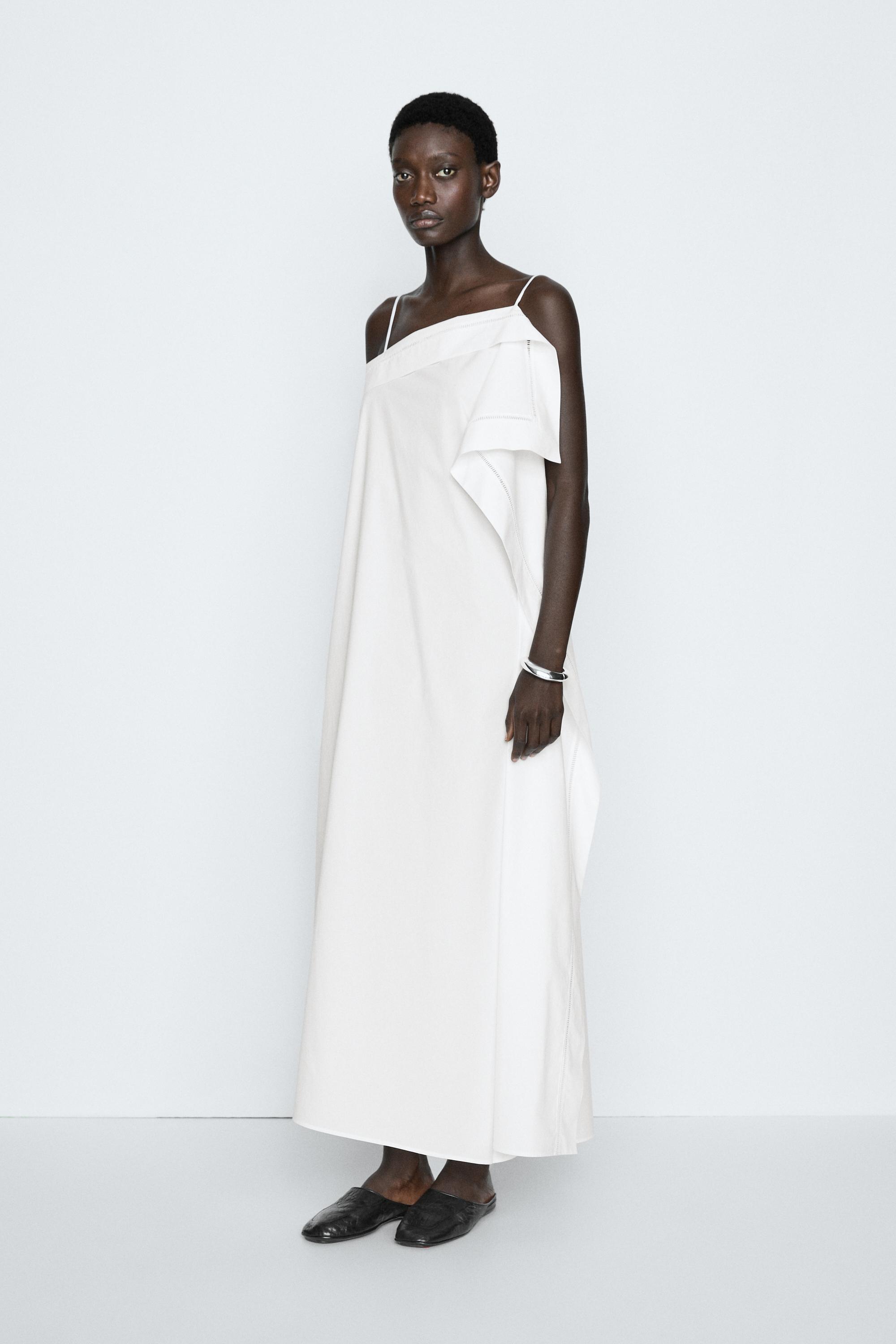 Asymmetric ruffle midi dress - STUDIO Off White