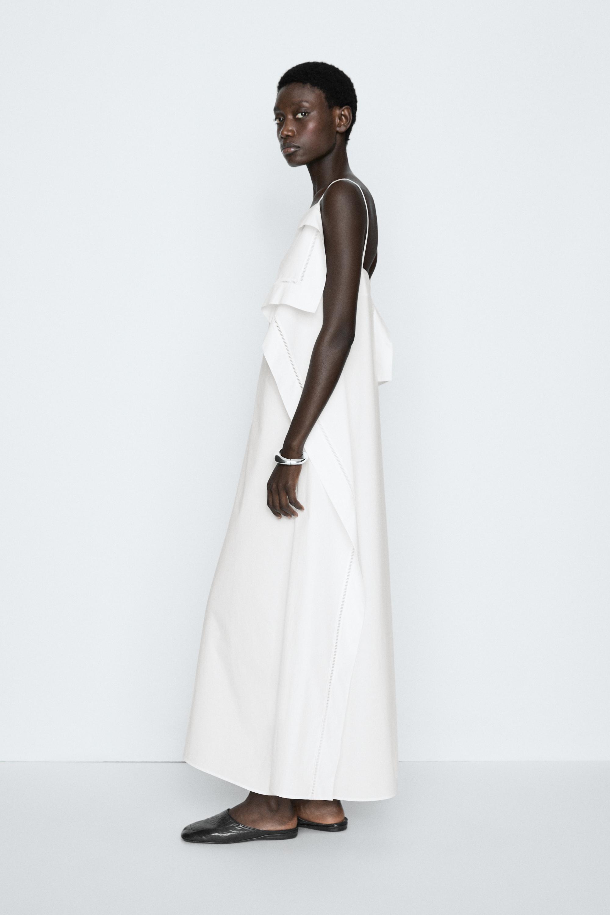 Asymmetric ruffle midi dress - STUDIO Off White