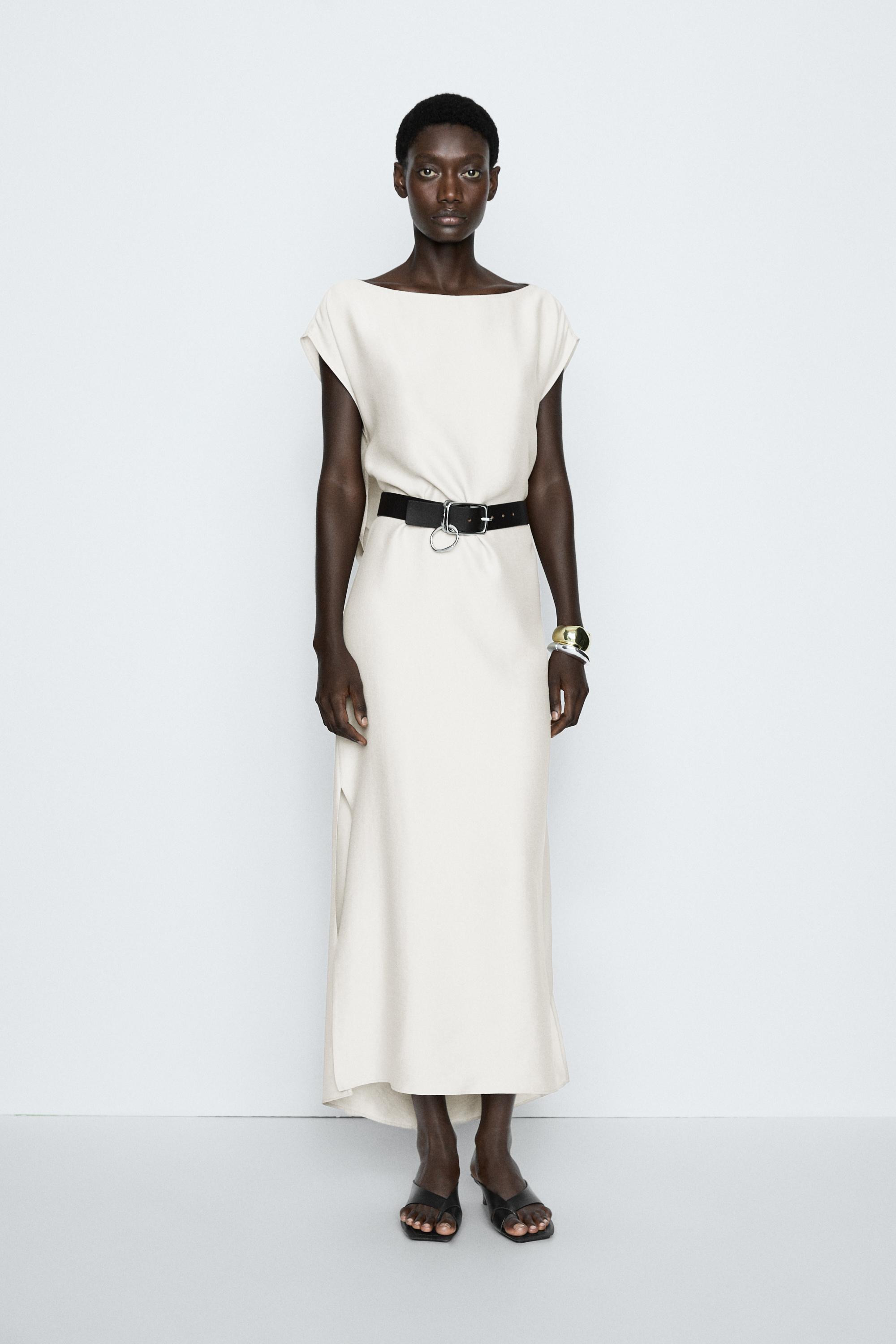 Asymmetrical drape detail dress - STUDIO Stone