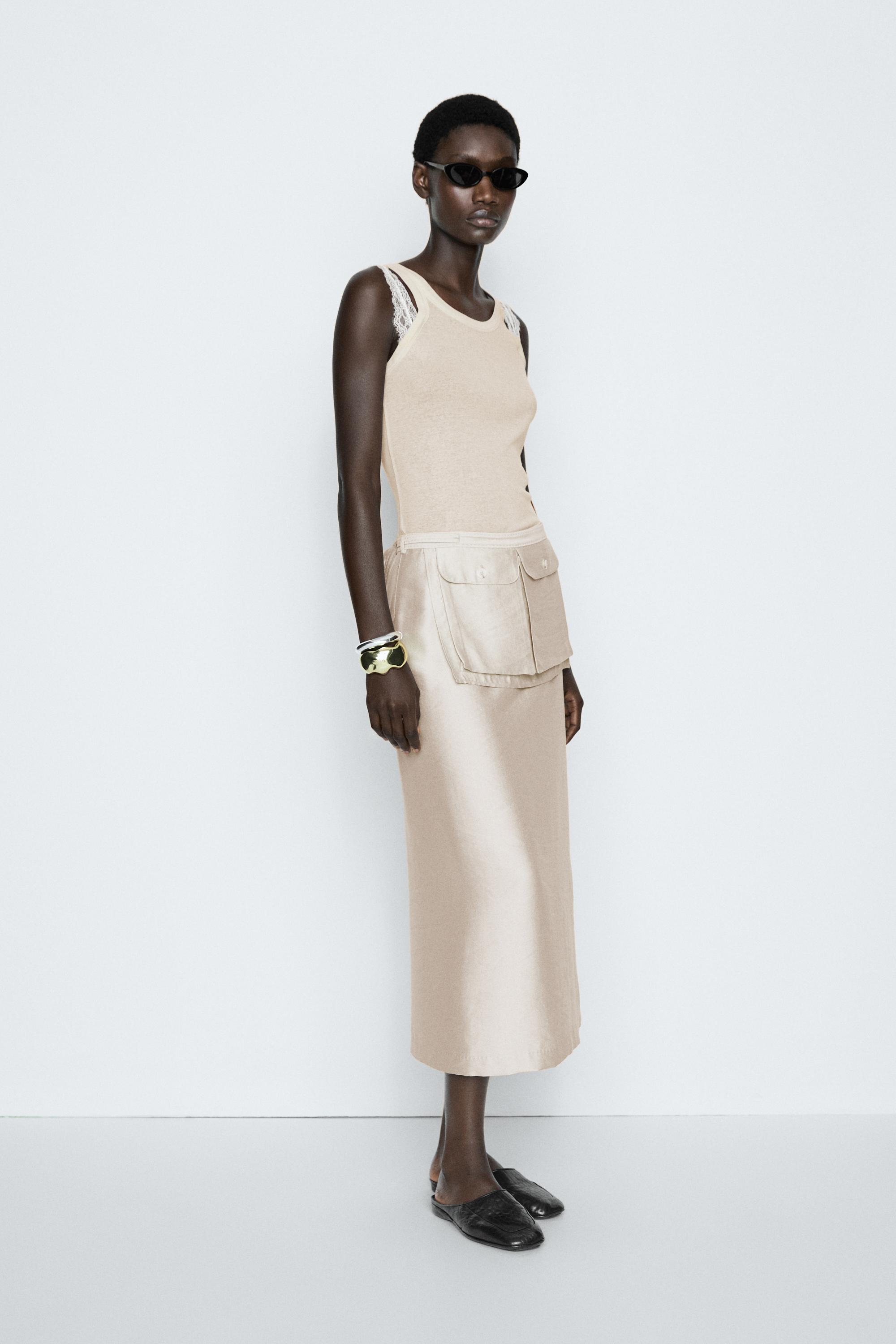 Double strap detail top - STUDIO Beige
