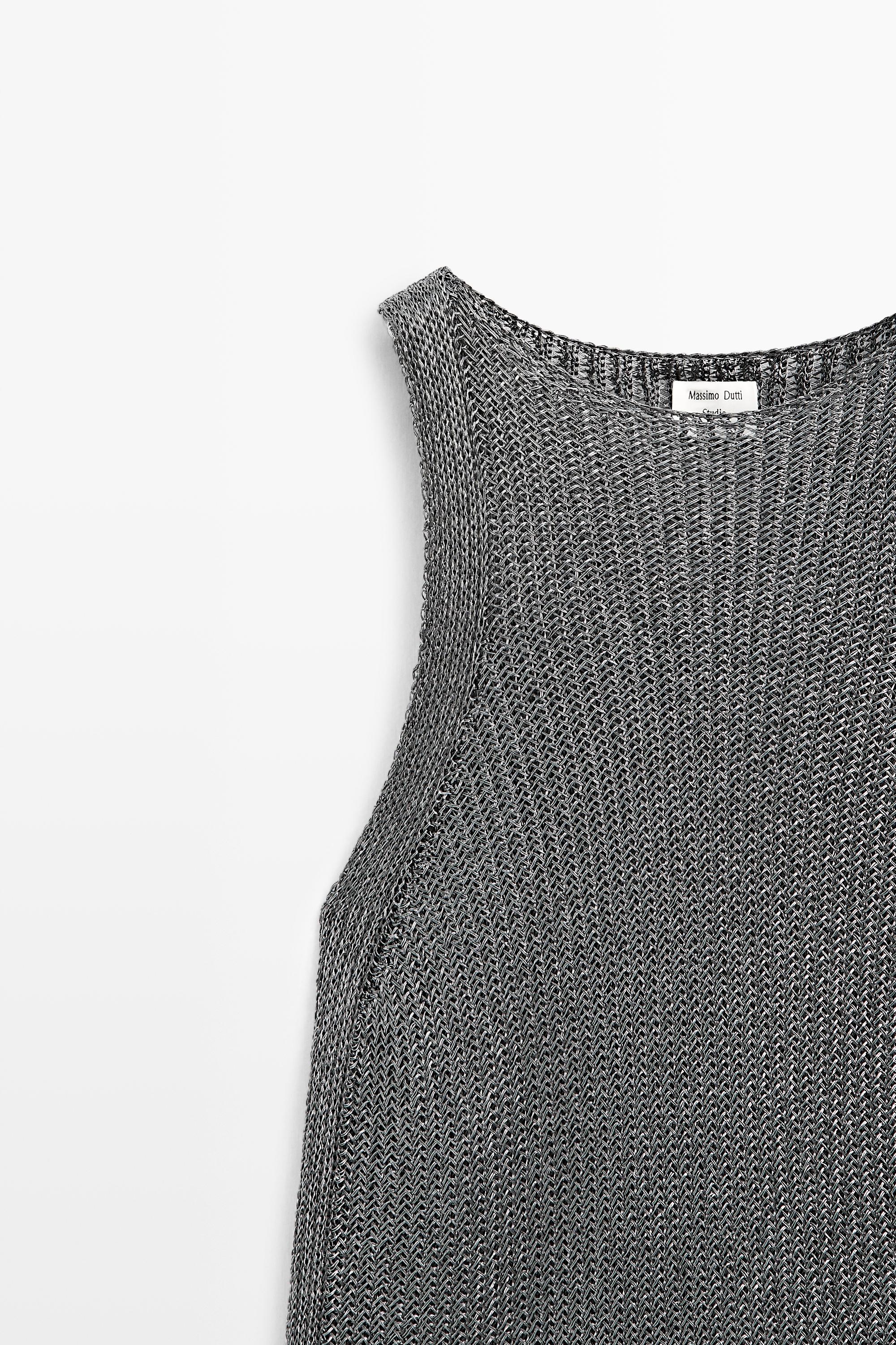 Metallic knit halter top - STUDIO Silver