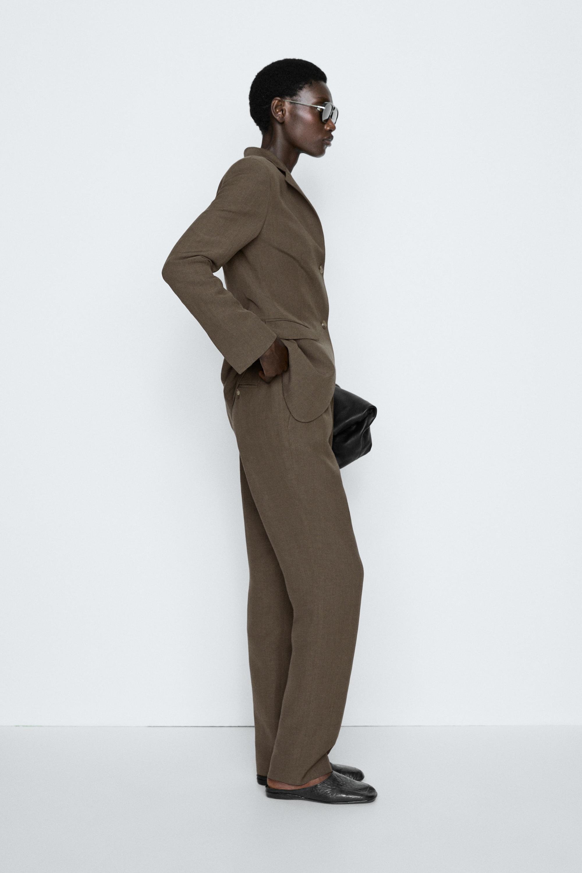 Tailored linen-blend blazer - STUDIO Brown