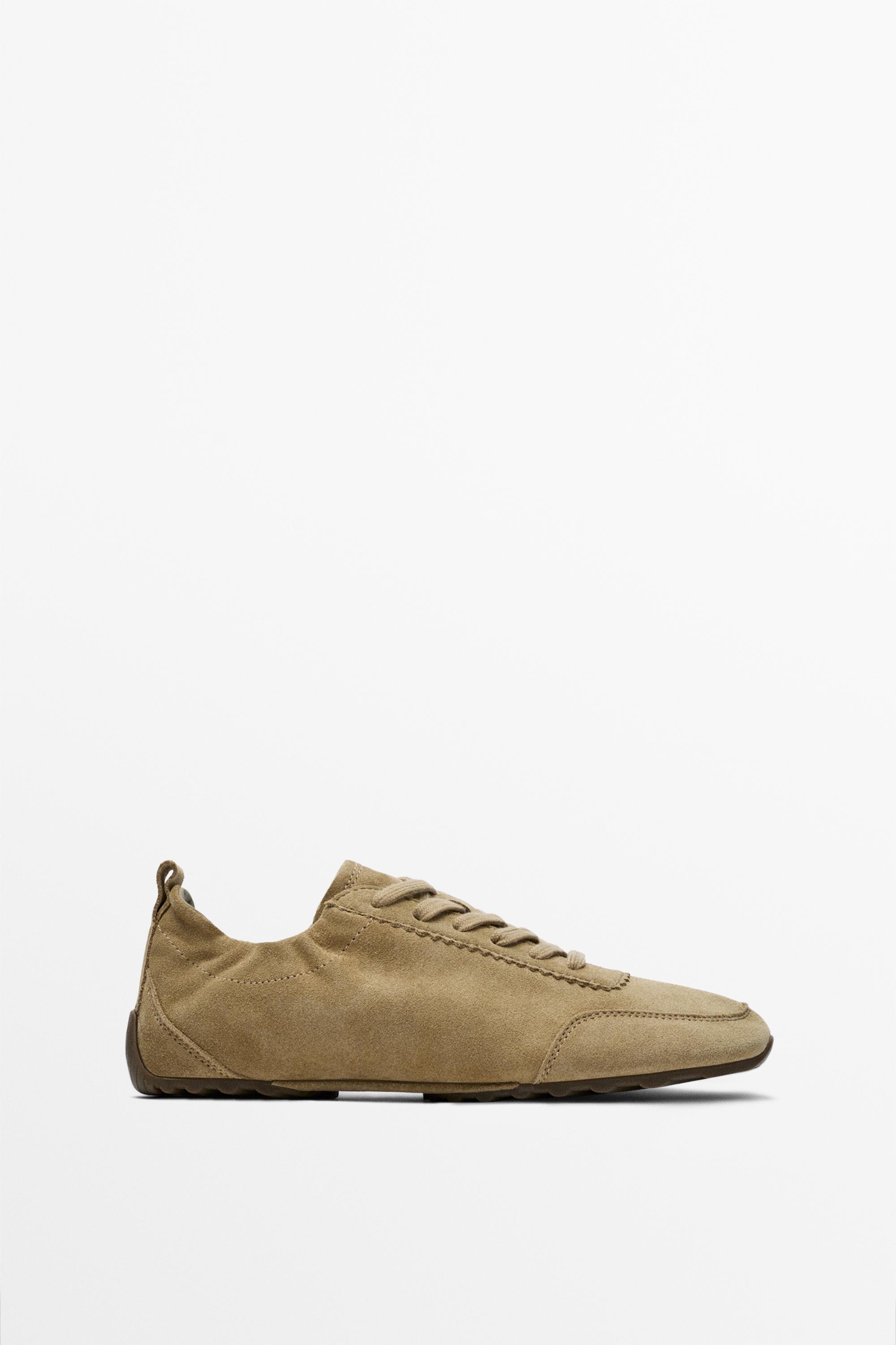 Soft leather trainers Camel