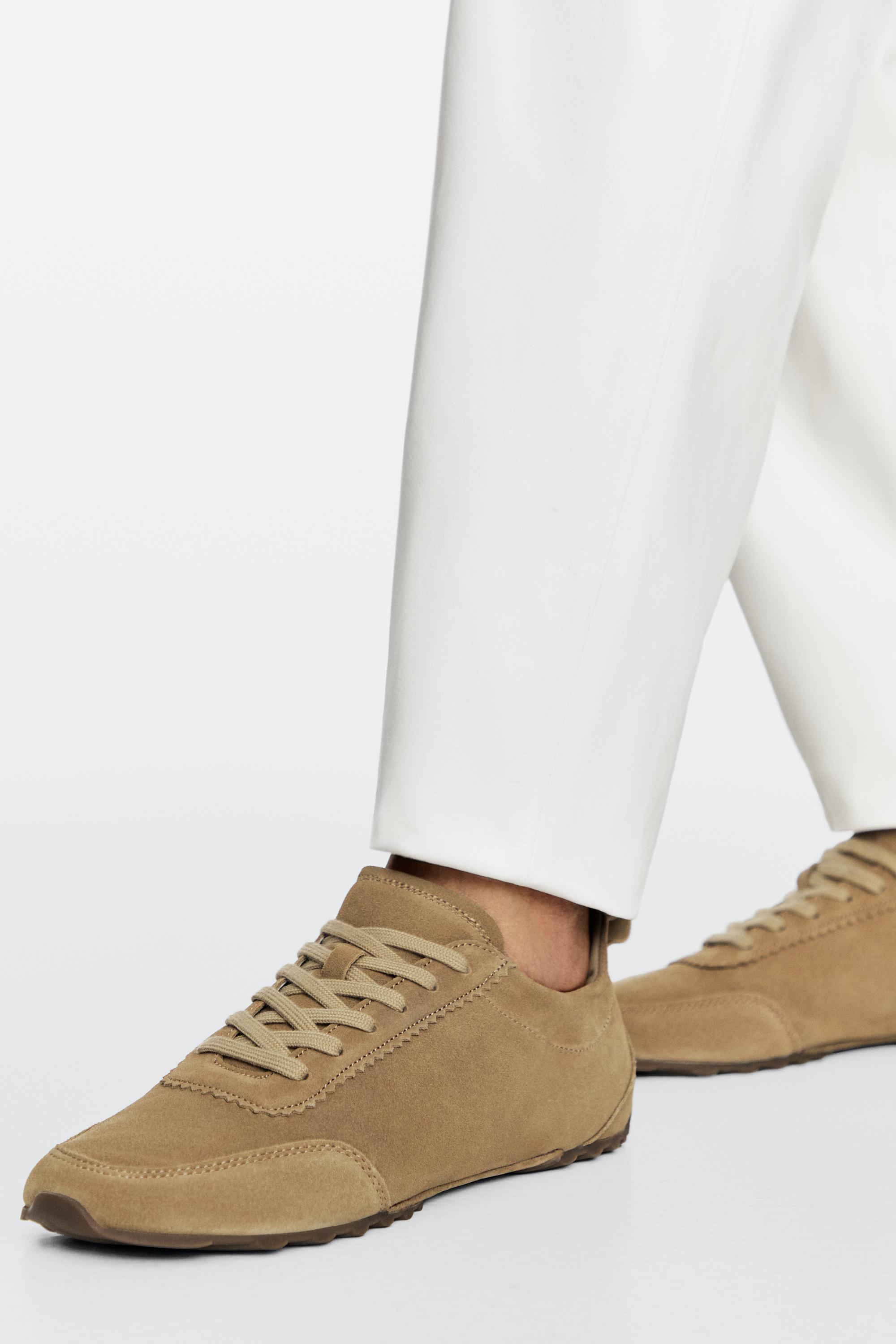 Soft leather trainers Camel