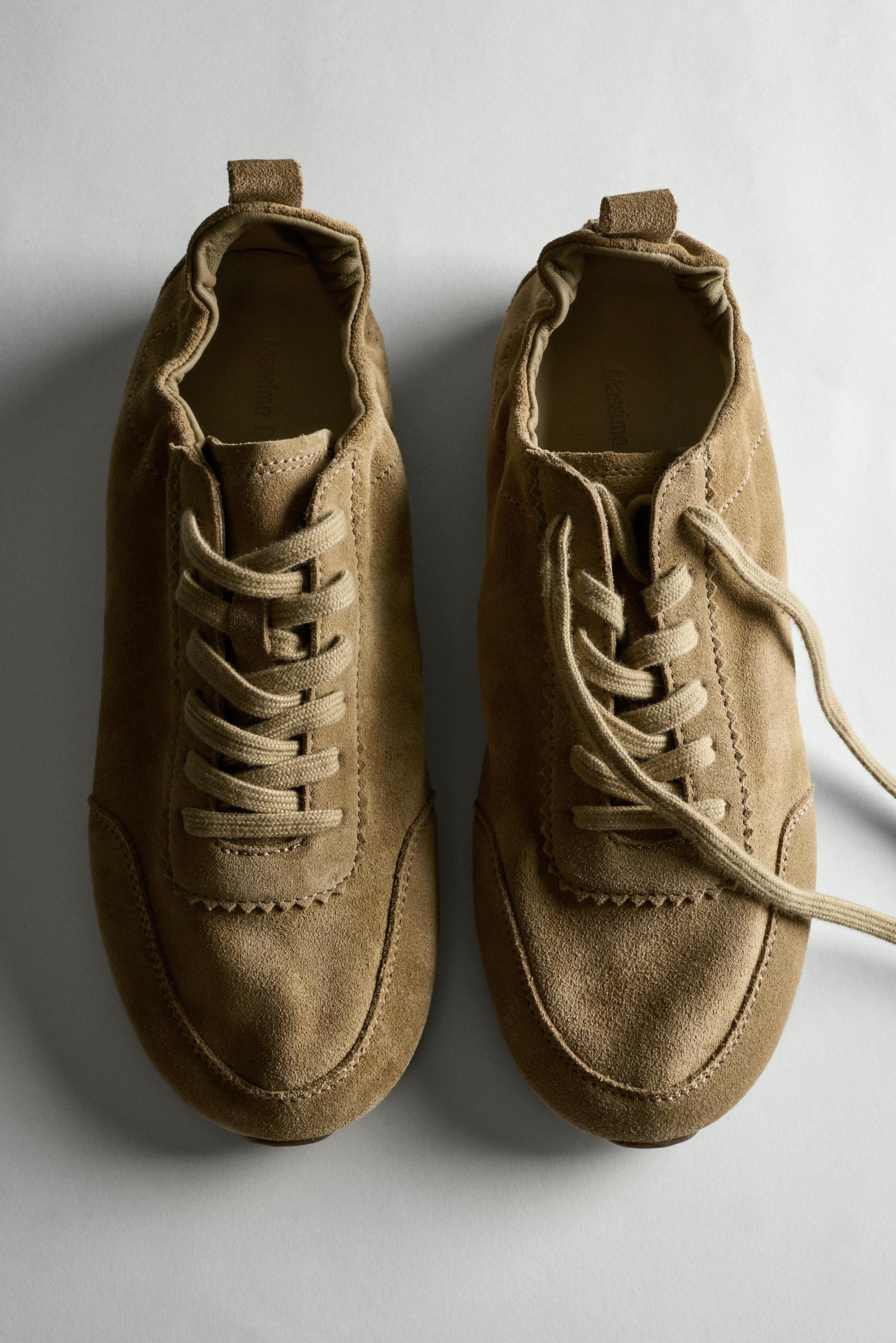Soft leather trainers Camel