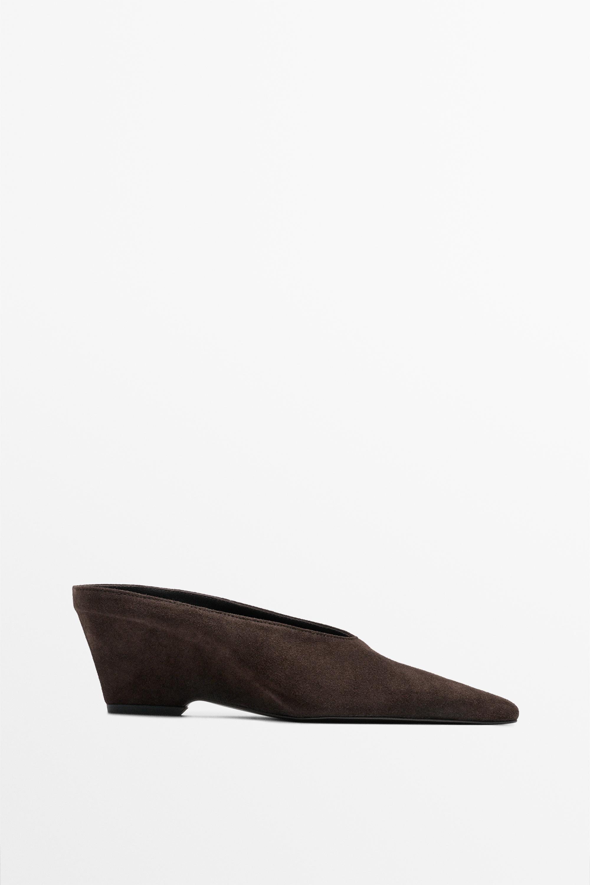 Leather slingback heel shoe Brown