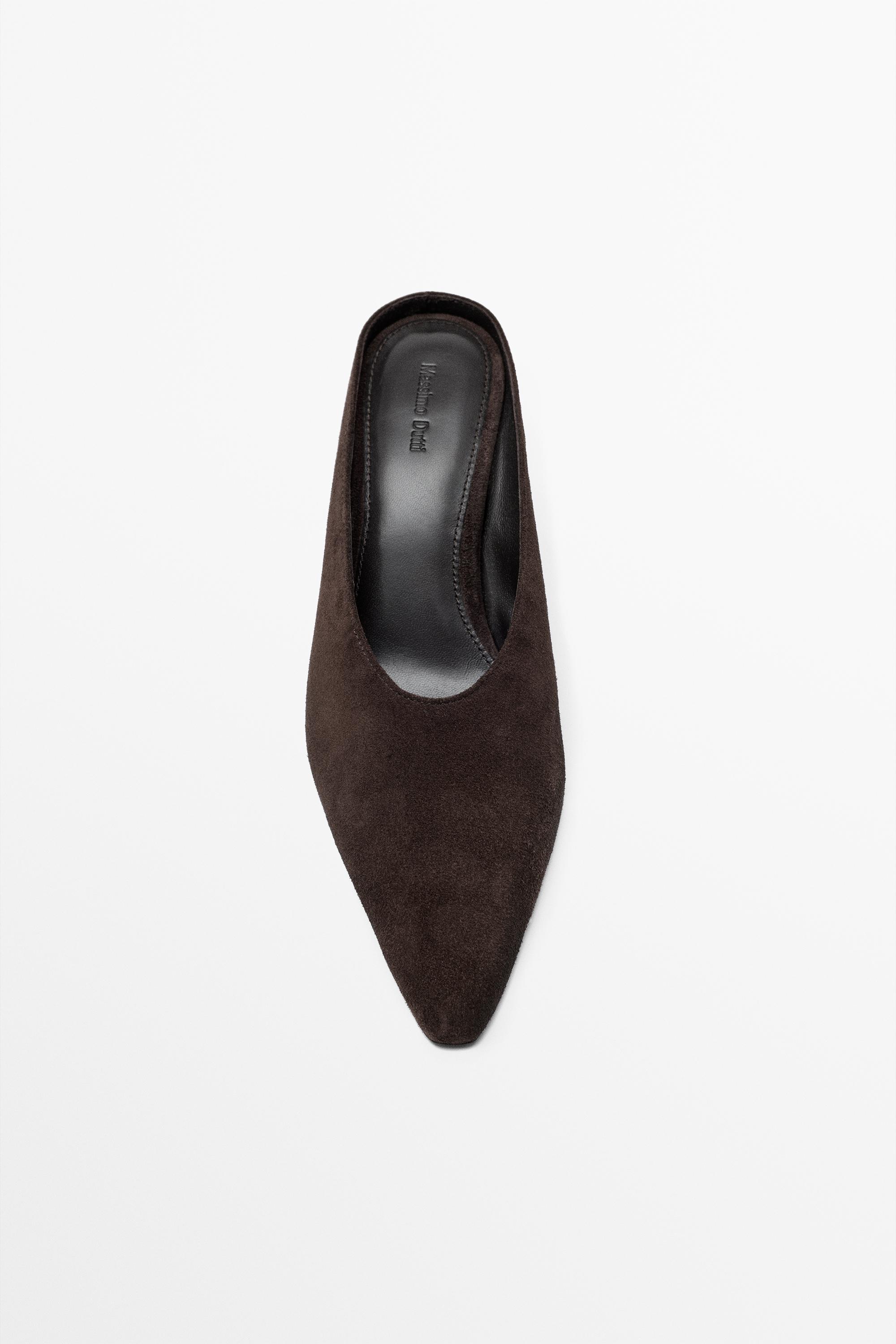 Leather slingback heel shoe Brown