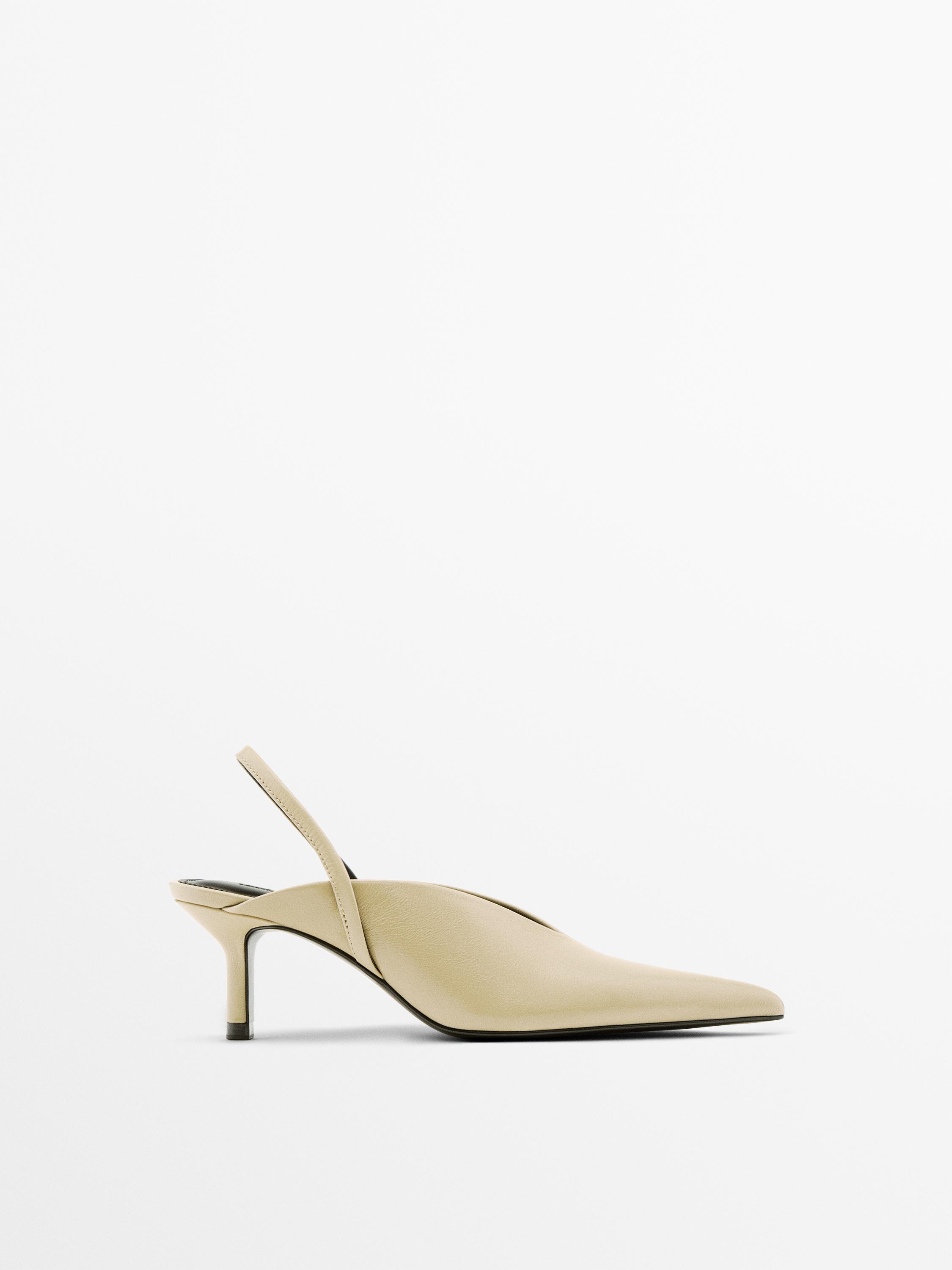 High-heel slingback shoes Cream