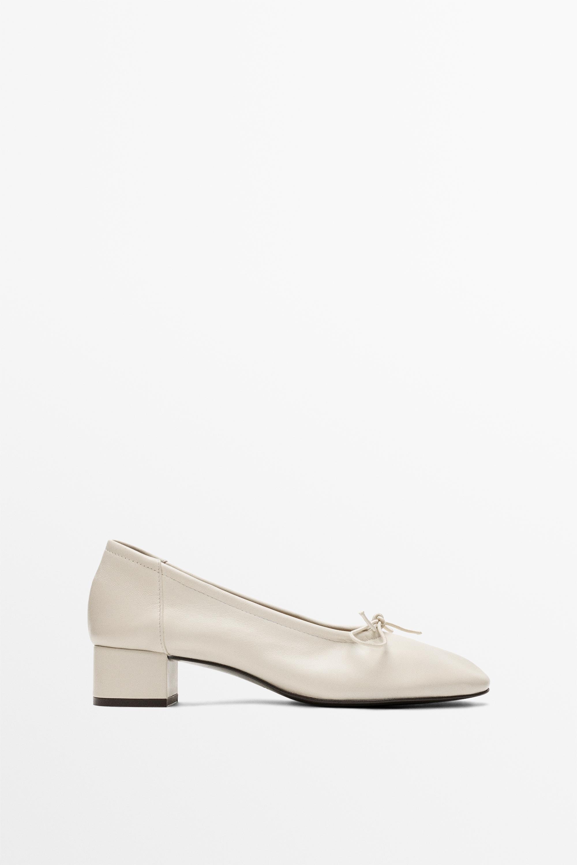 High-heel ballerinas White