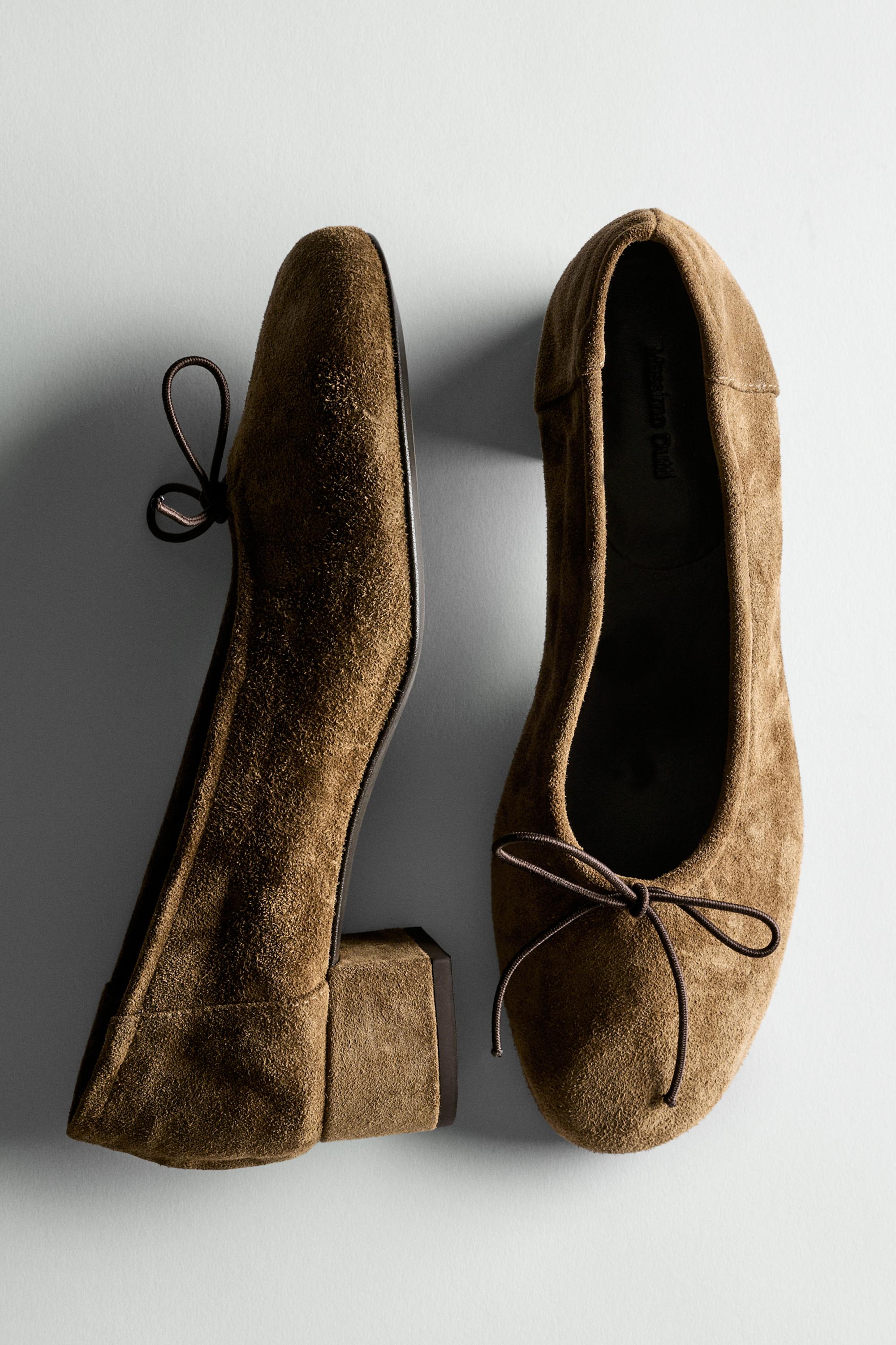 High-heel ballerinas Camel