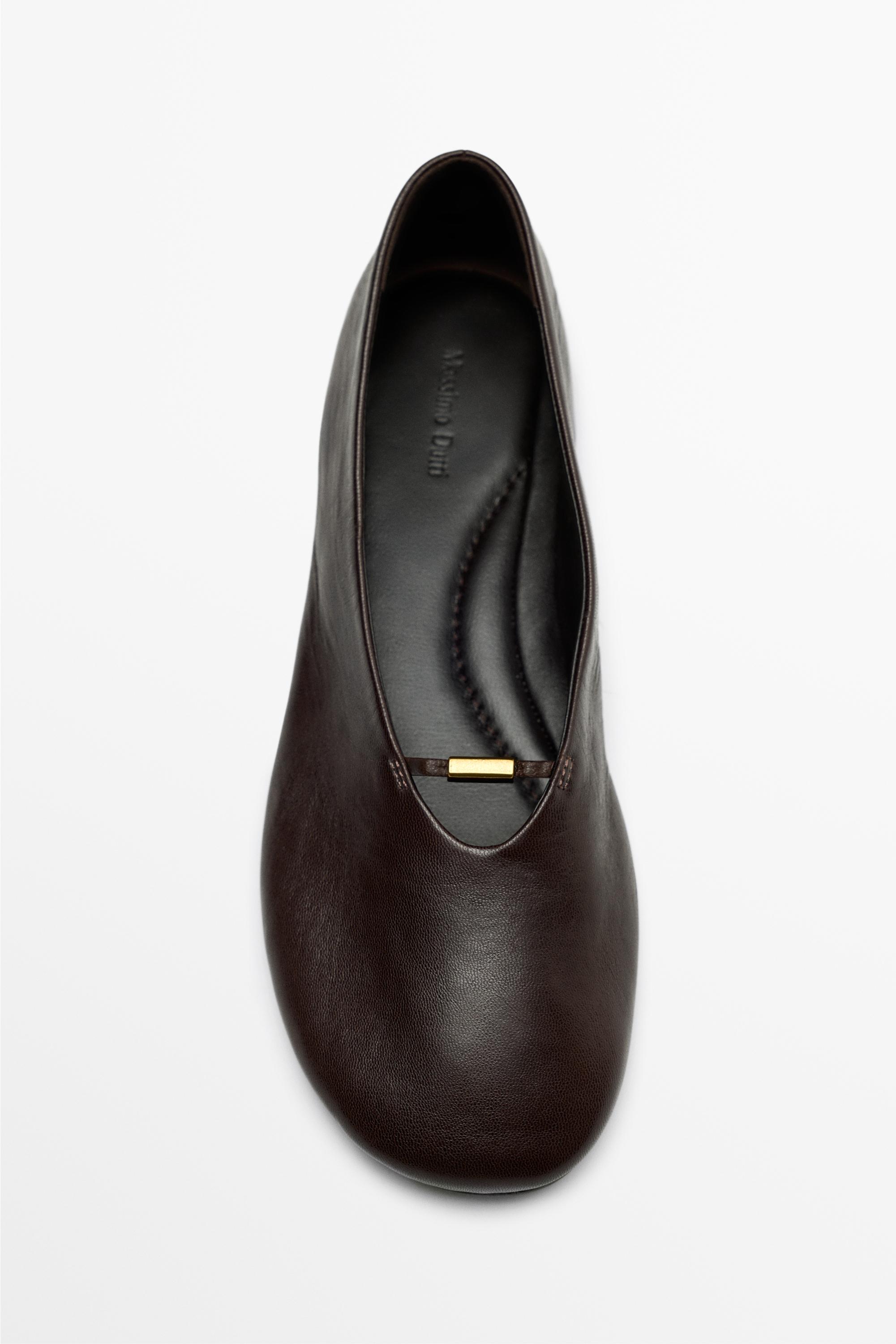 Soft leather flat ballet flats Brown