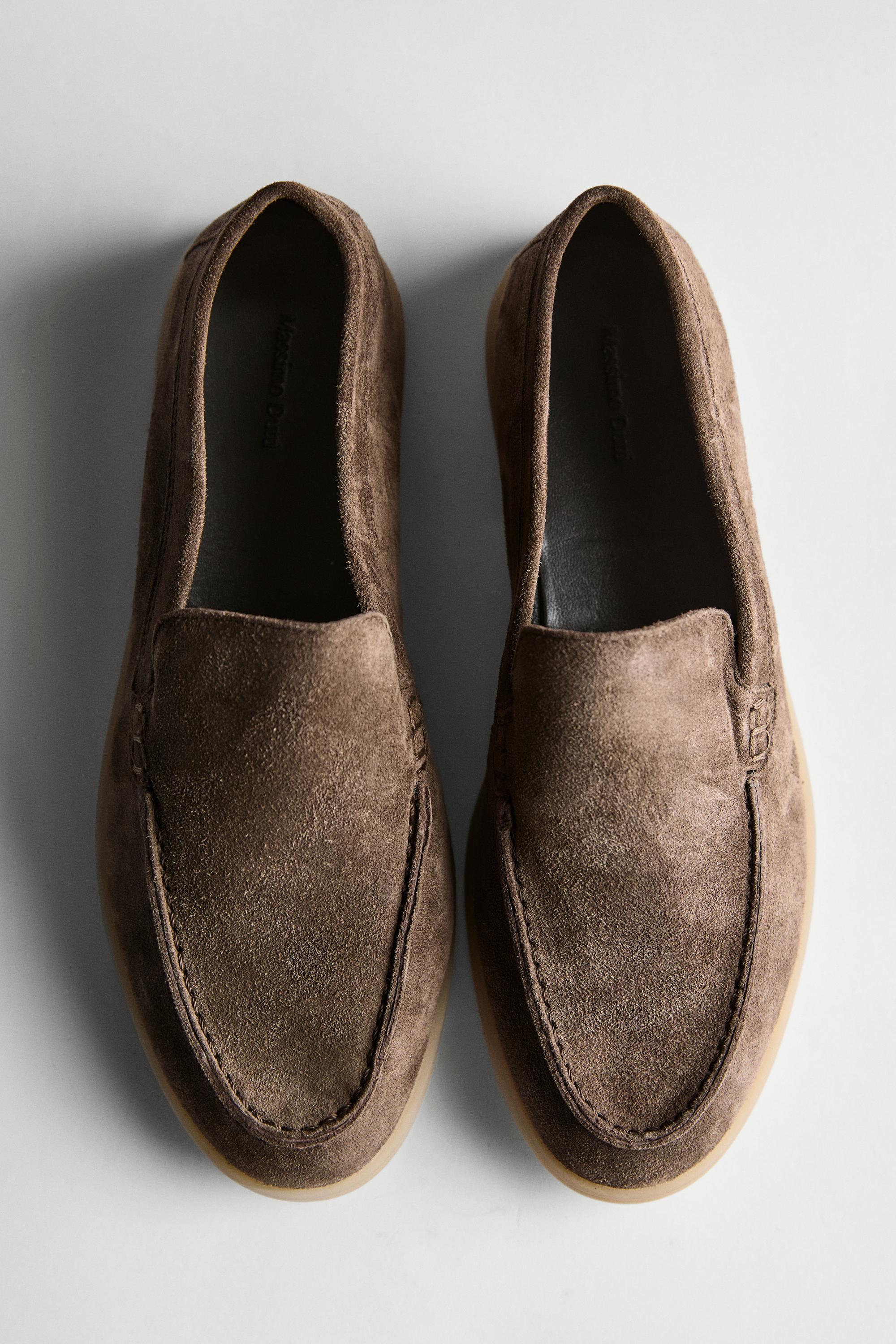 Split leather loafers Brown