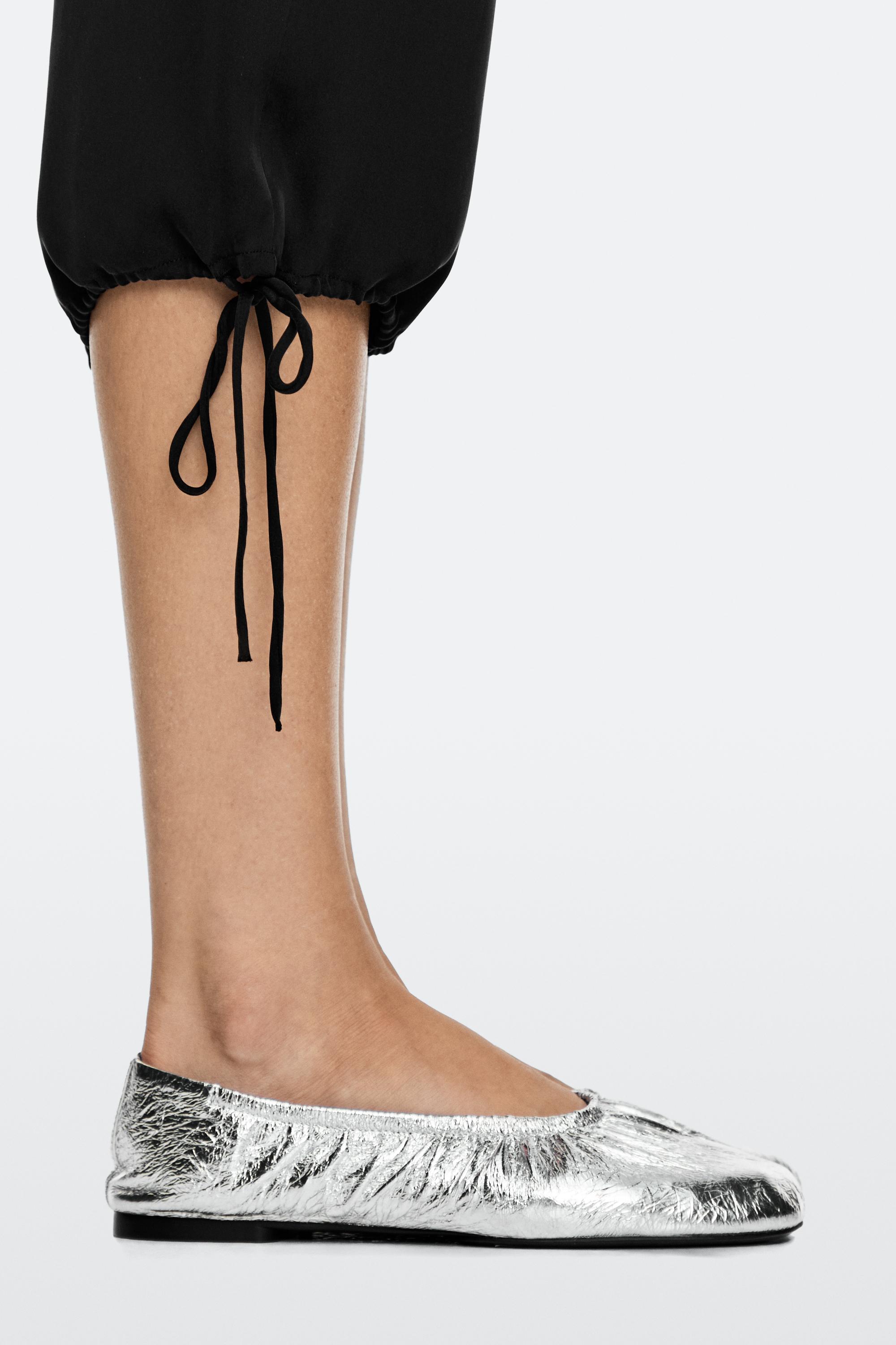 Metallic leather ballet flats Silver