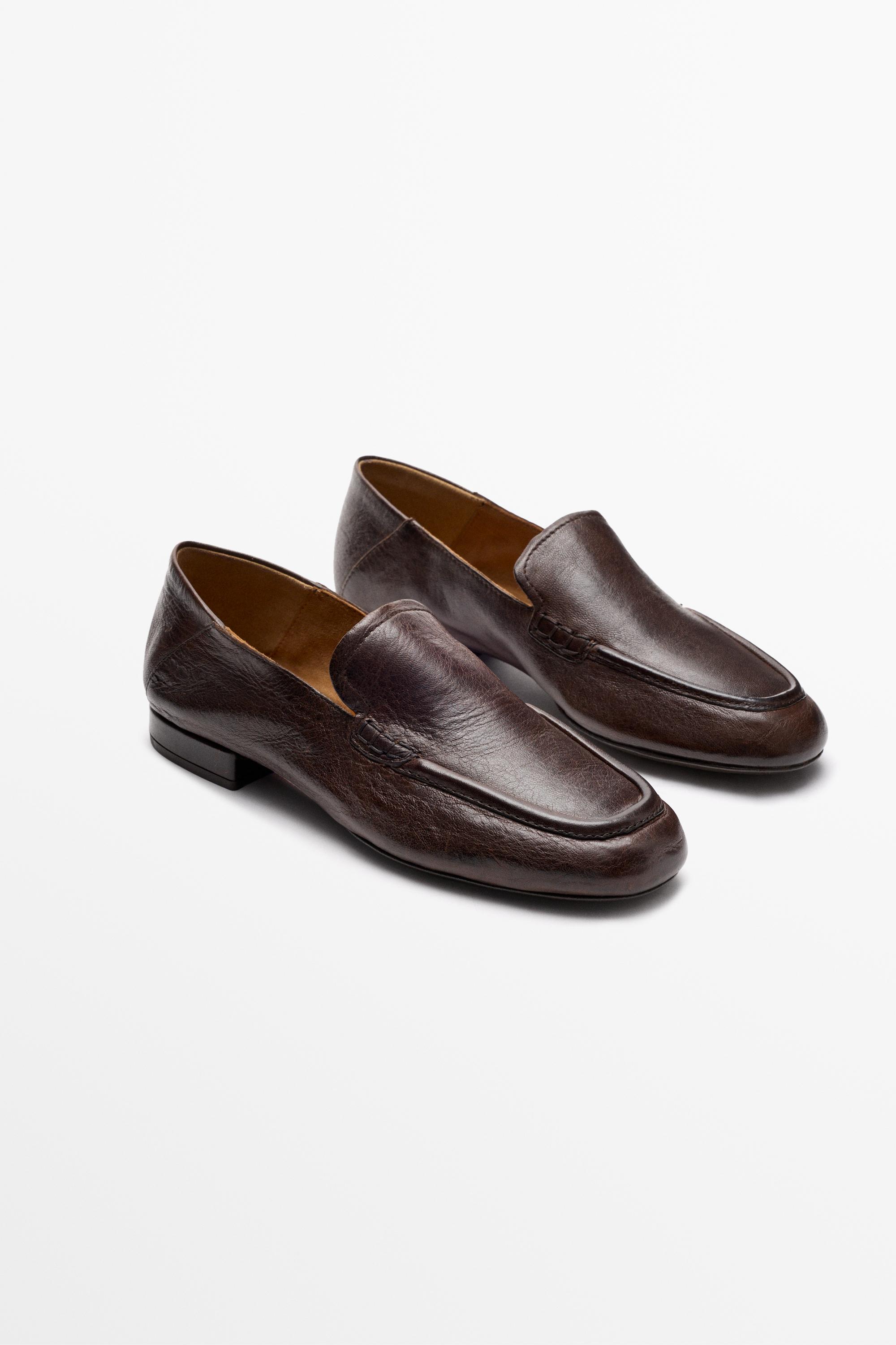 Leather heel loafer Brown