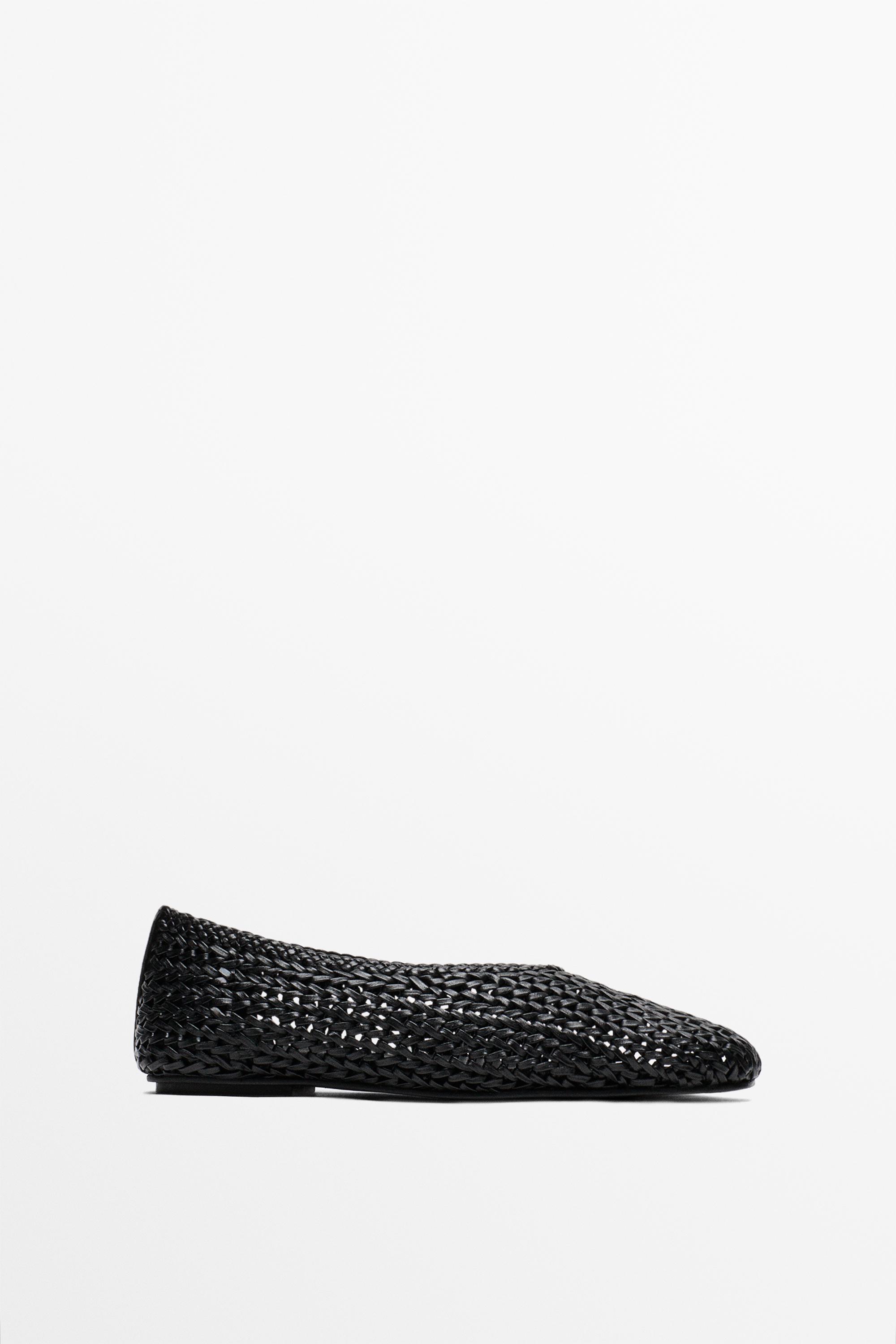 Braided sheepskin ballet flats Black