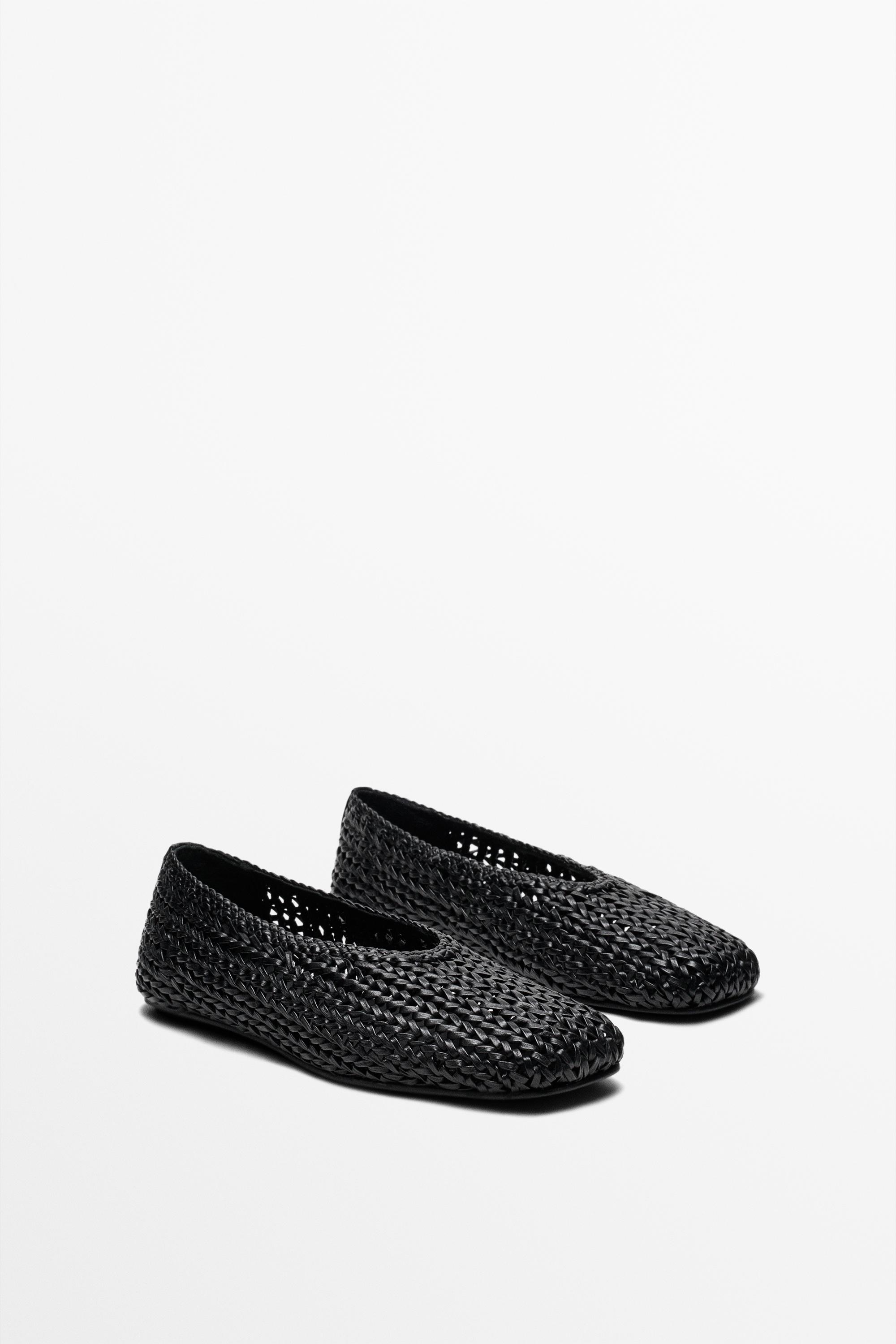 Braided sheepskin ballet flats Black